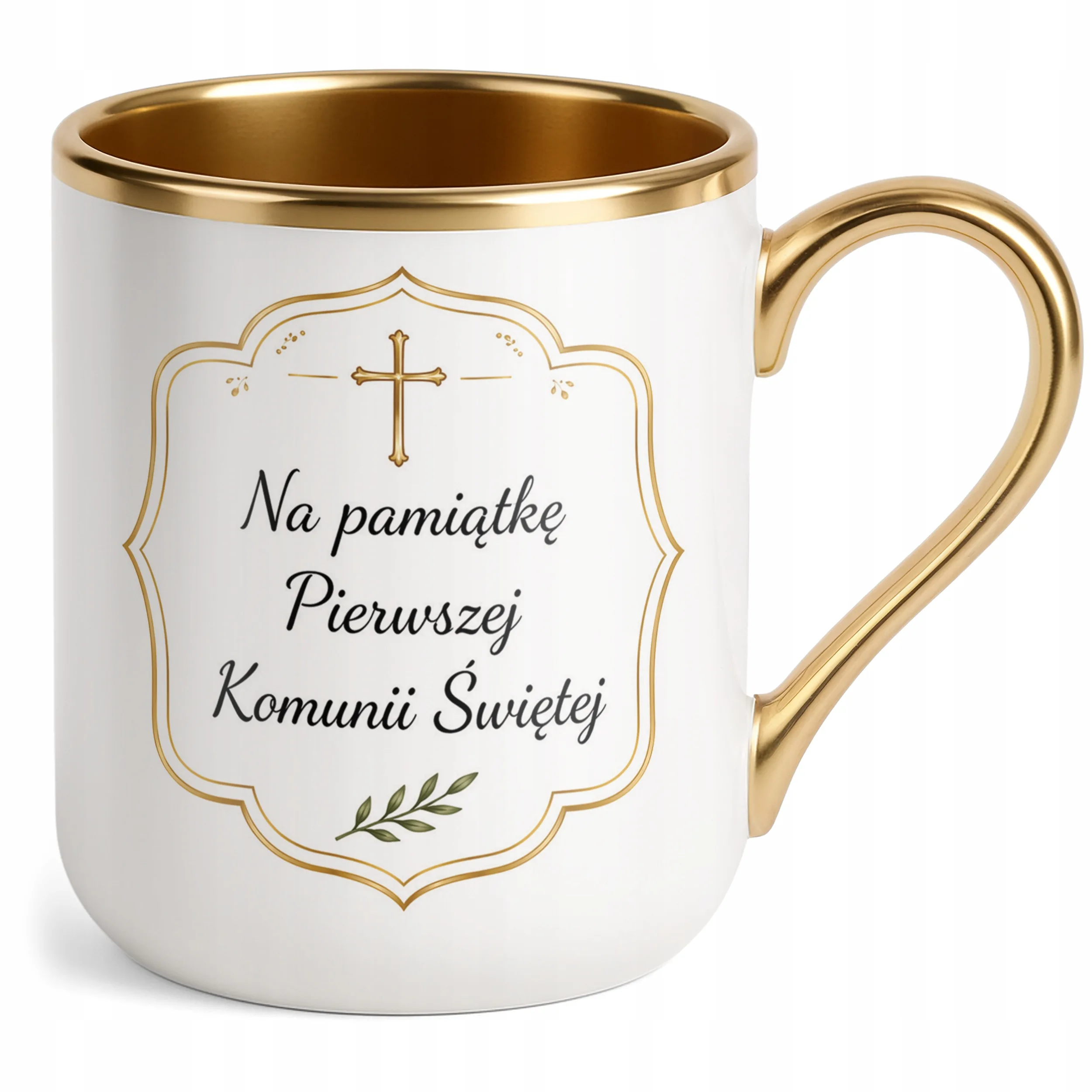 Kubek złoty Pierwsza Komunia Święta pamiątka dla gości komunijnych prezent