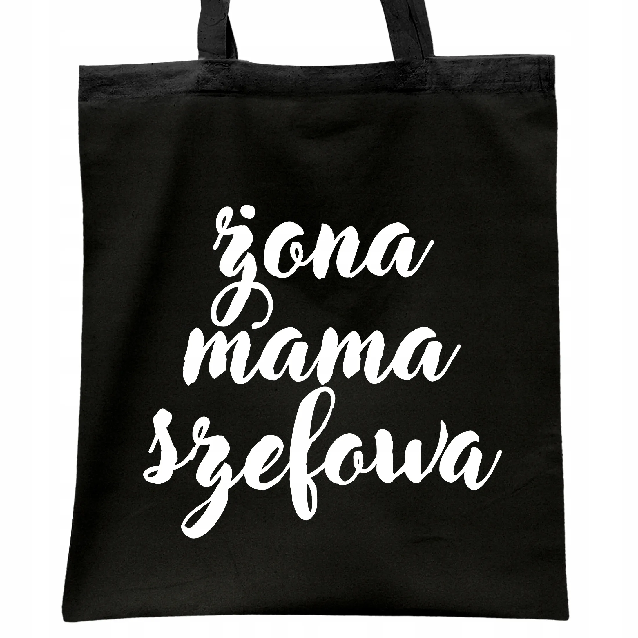 Torba bawełniana czarna na zakupy Żona Mama Szefowa Dzień Mamy Kobiet