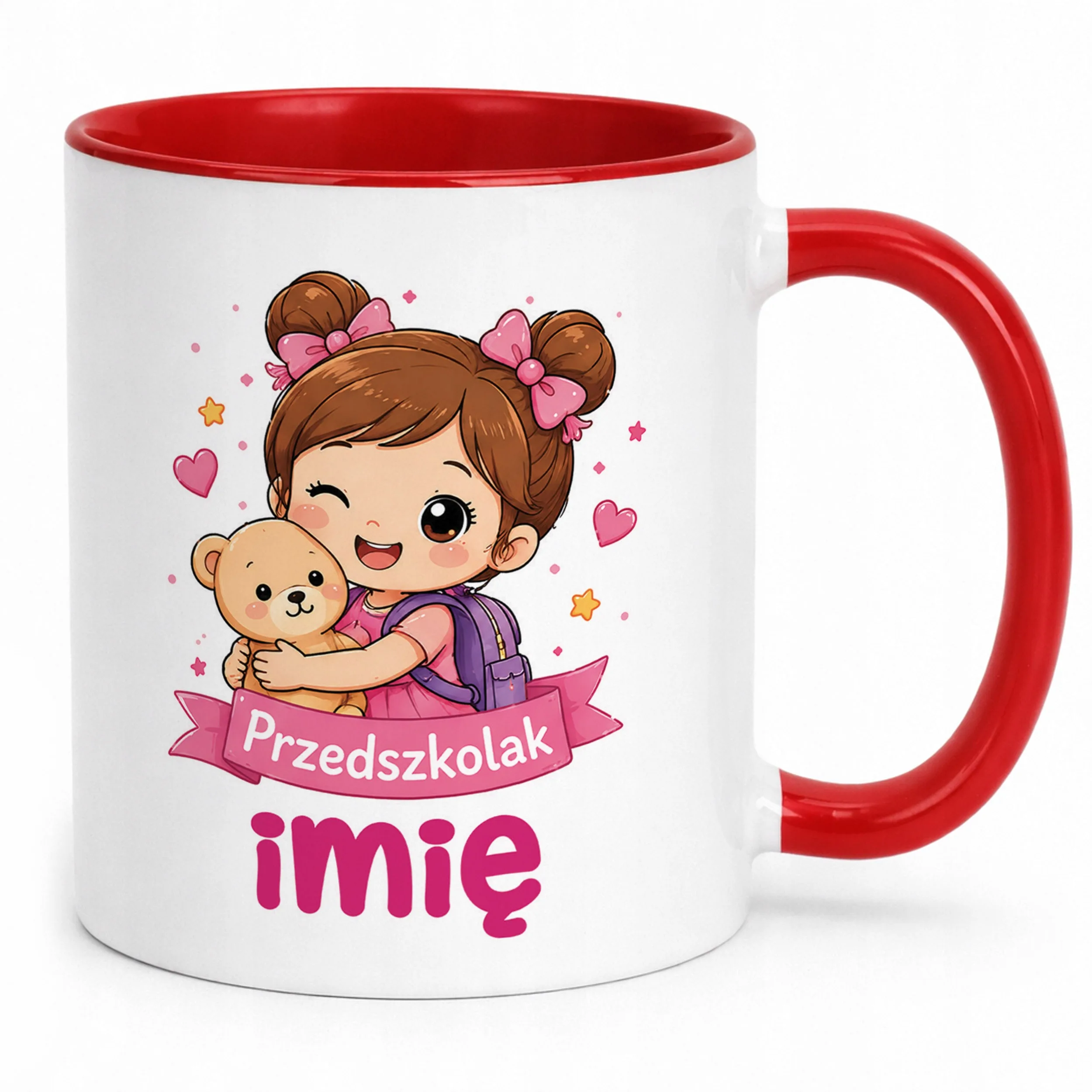 Kubek Czerwony z nadrukiem personalizowany Przedszkolak Szkoła Dla Dzieci