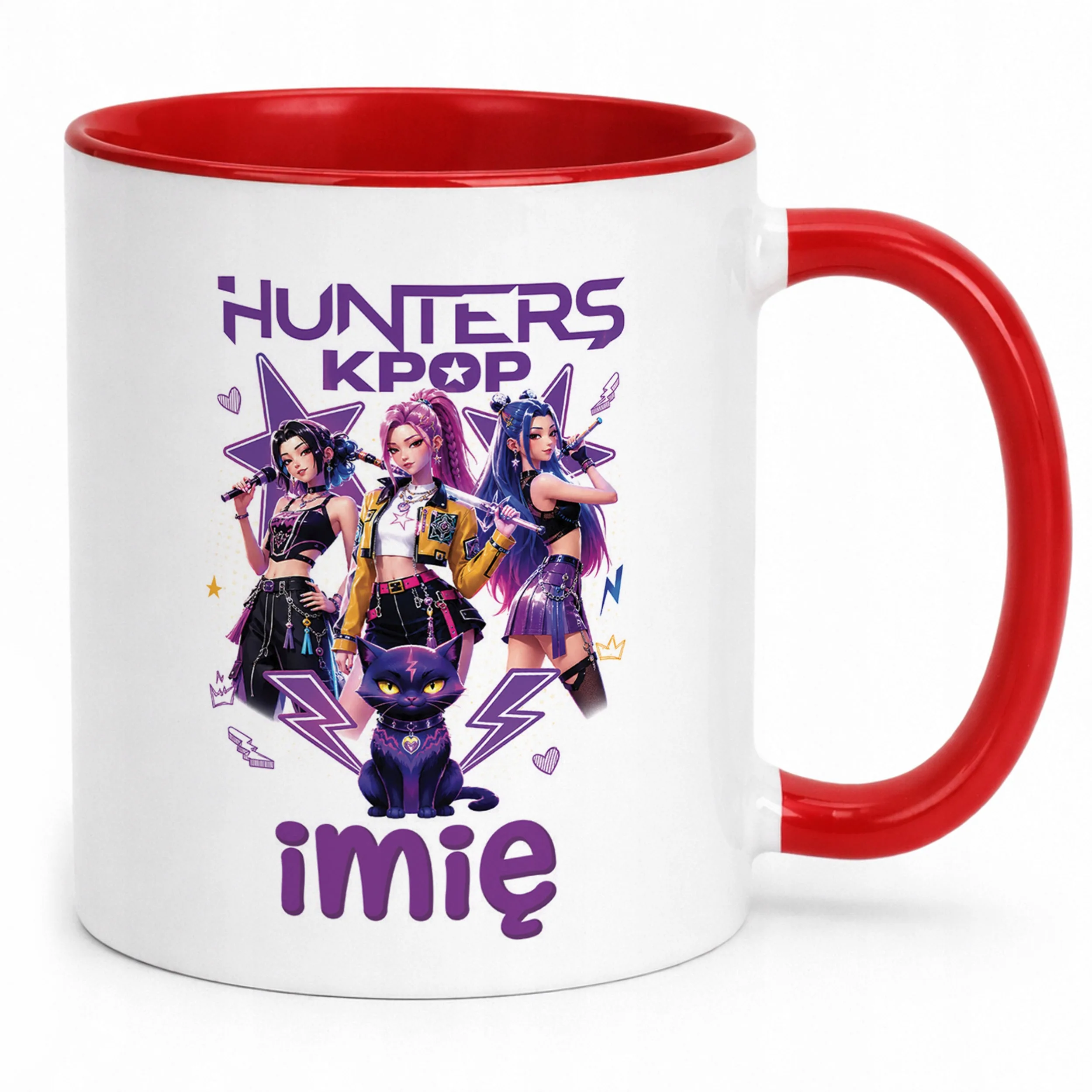 Kubek Czerwony z nadrukiem personalizowany ŁOWCZYNIE KPOP Prezent