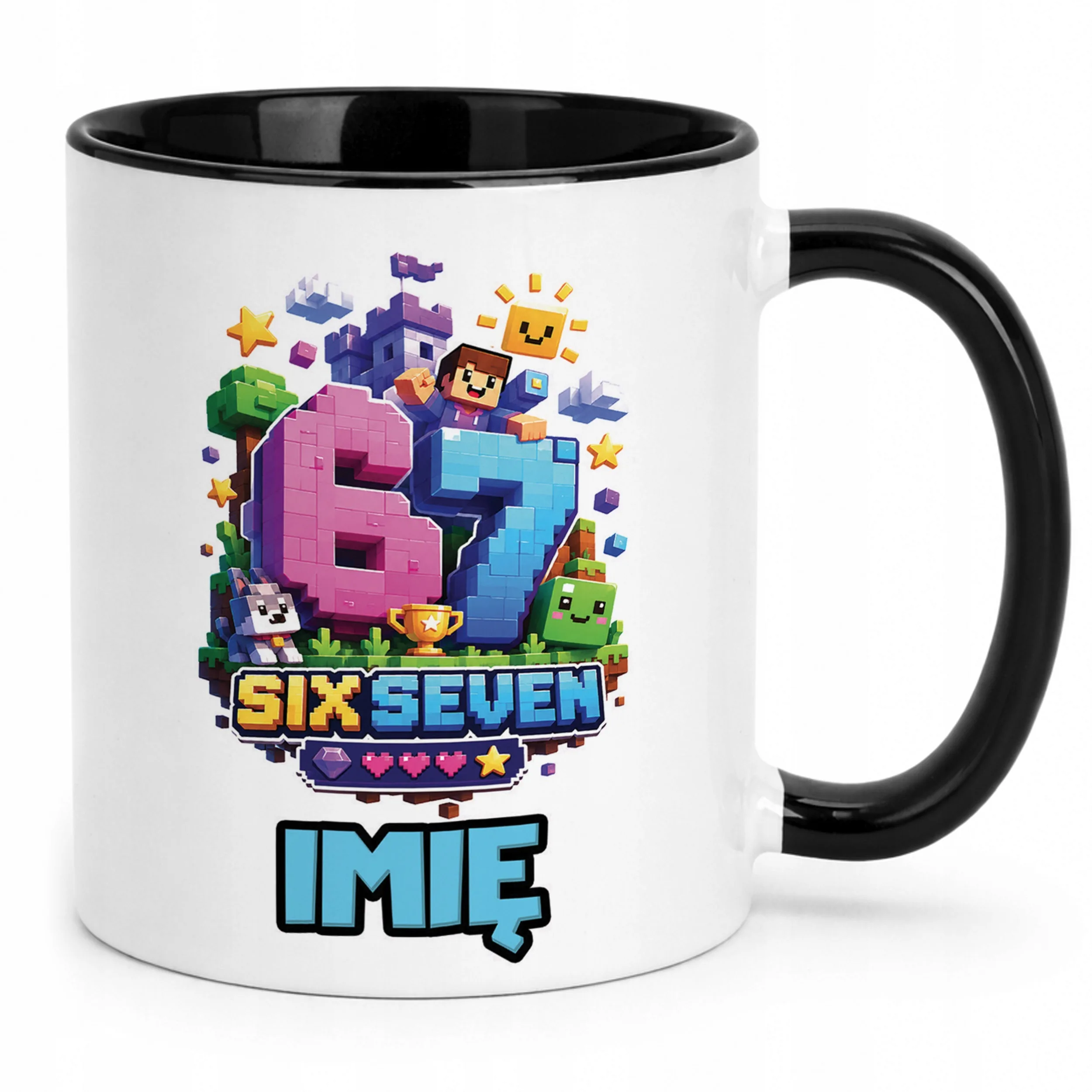Kubek Czarny z nadrukiem personalizowany 67 SIX SEVEN Dla Dzieci Prezent