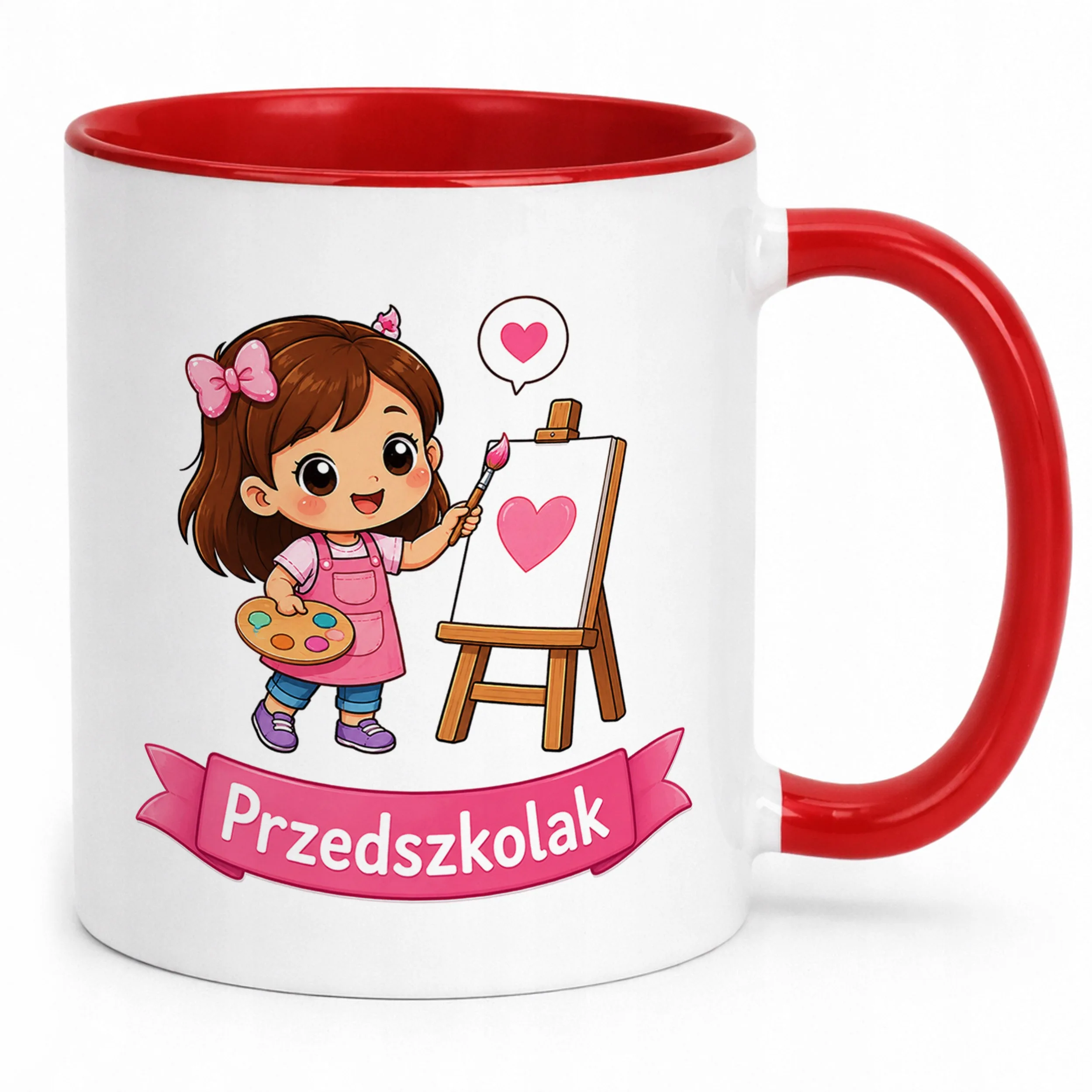 Kubek Czerwony z nadrukiem Przedszkolak Szkoła Dla Dzieci Prezent