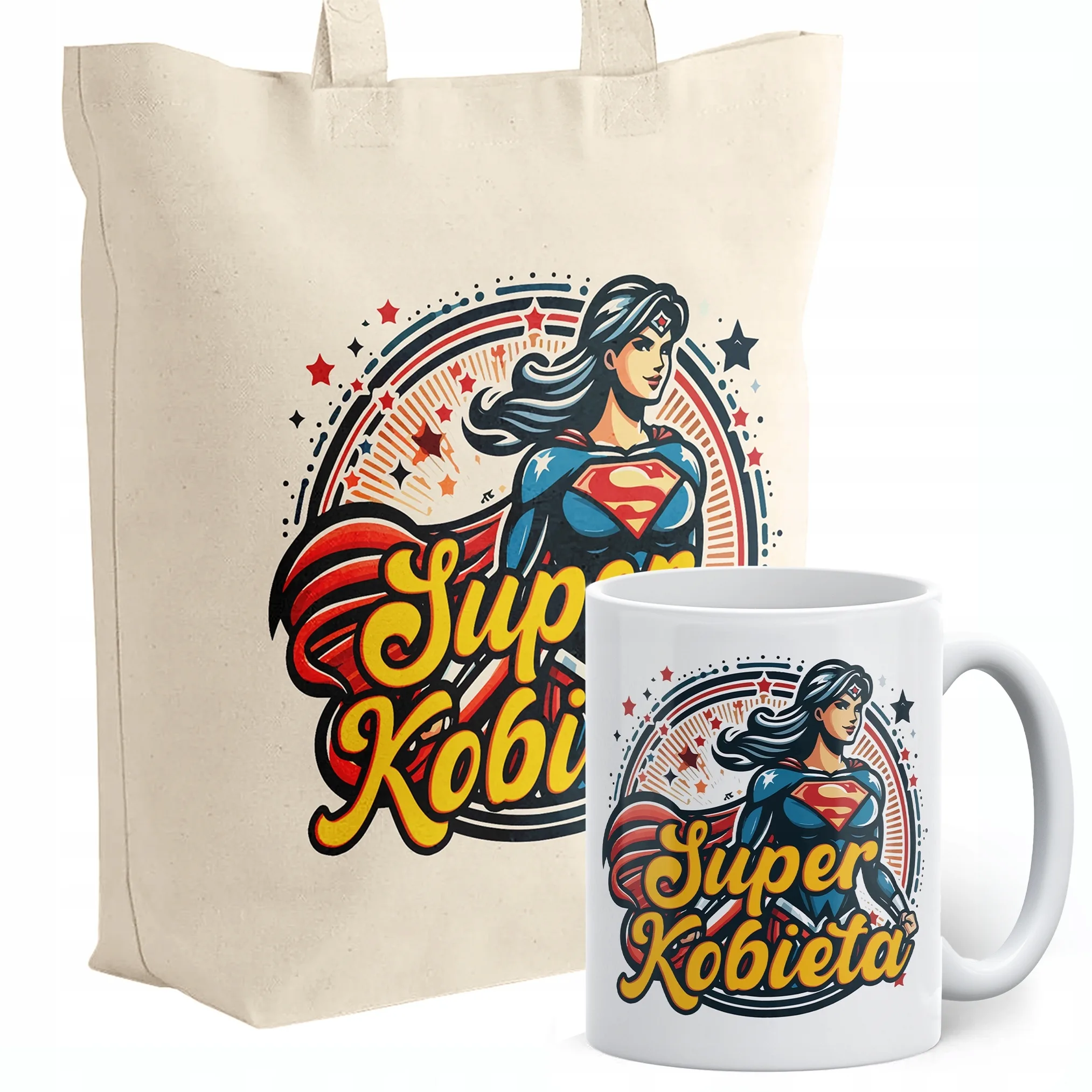 Zestaw Kubek + Torba Dzień Kobiet Prezent Upominek Super Kobieta