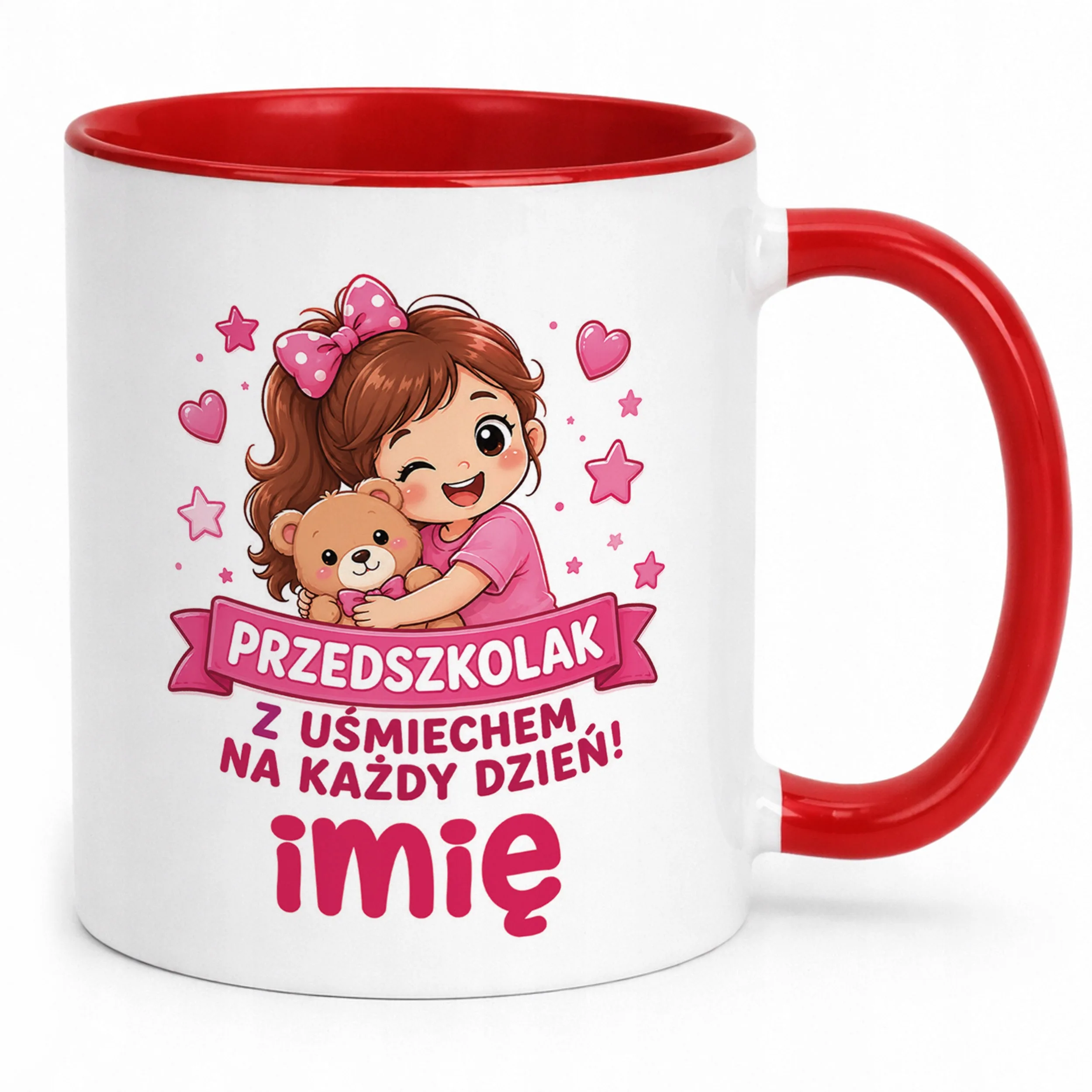 Kubek Czerwony z nadrukiem personalizowany Przedszkolak Szkoła Dla Dzieci