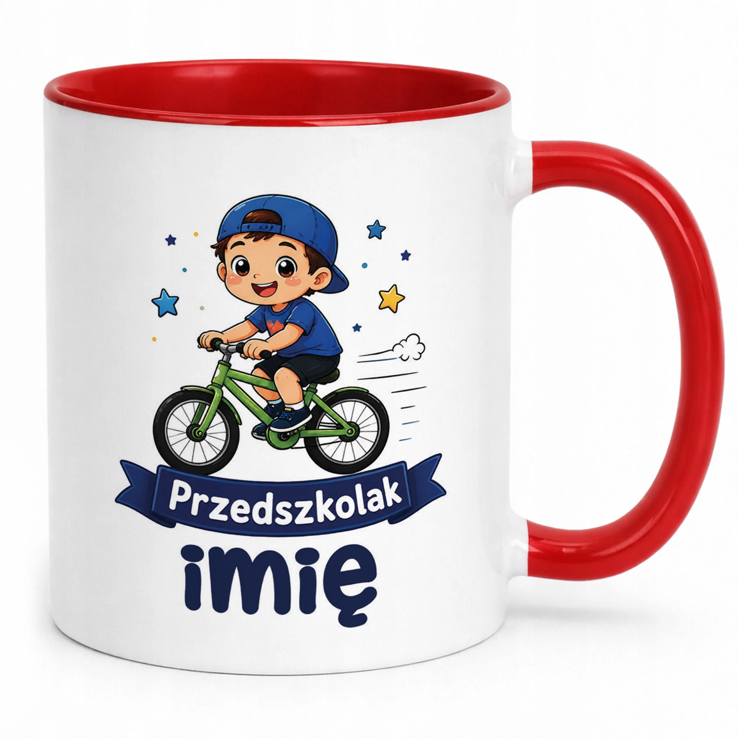 Kubek Czerwony z nadrukiem personalizowany Przedszkolak Szkoła Dla Dzieci