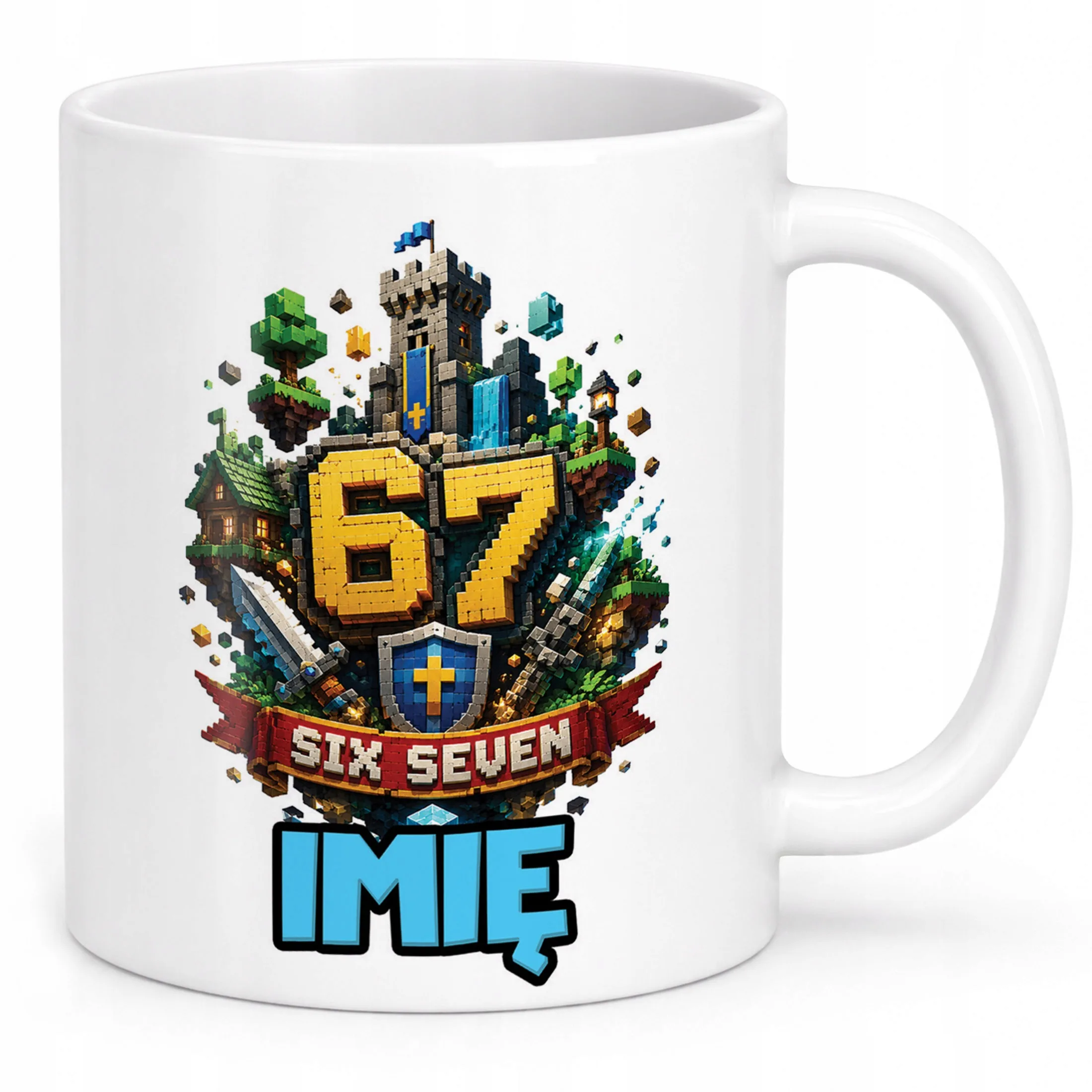 Biały Kubek z nadrukiem personalizowany SIX SEVEN Dla Dzieci Prezent