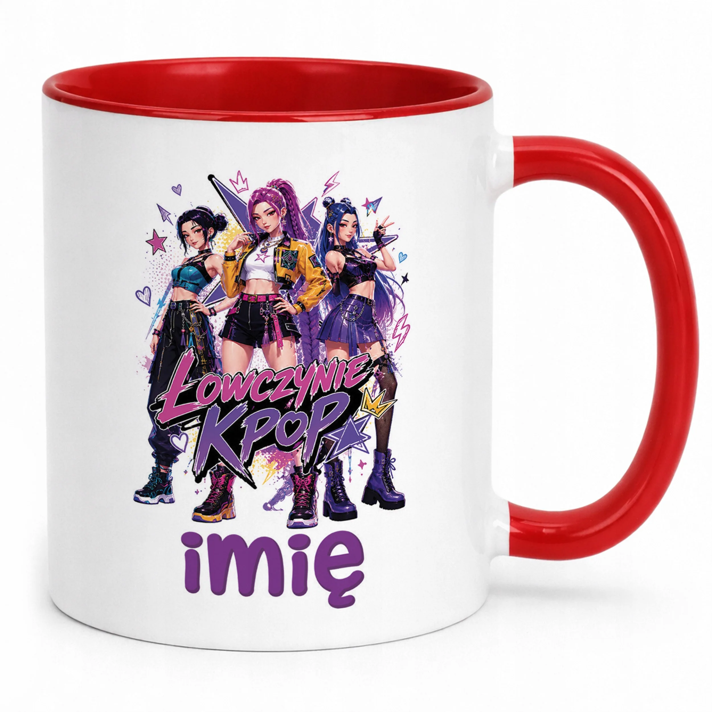 Kubek Czerwony z nadrukiem personalizowany ŁOWCZYNIE KPOP Prezent
