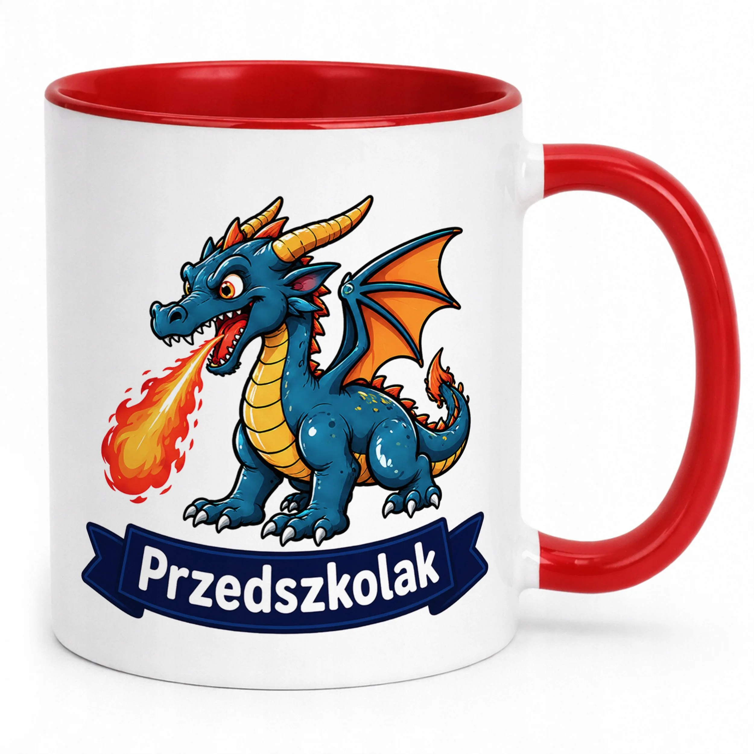 Kubek Czerwony z nadrukiem Przedszkolak Szkoła Dla Dzieci Prezent