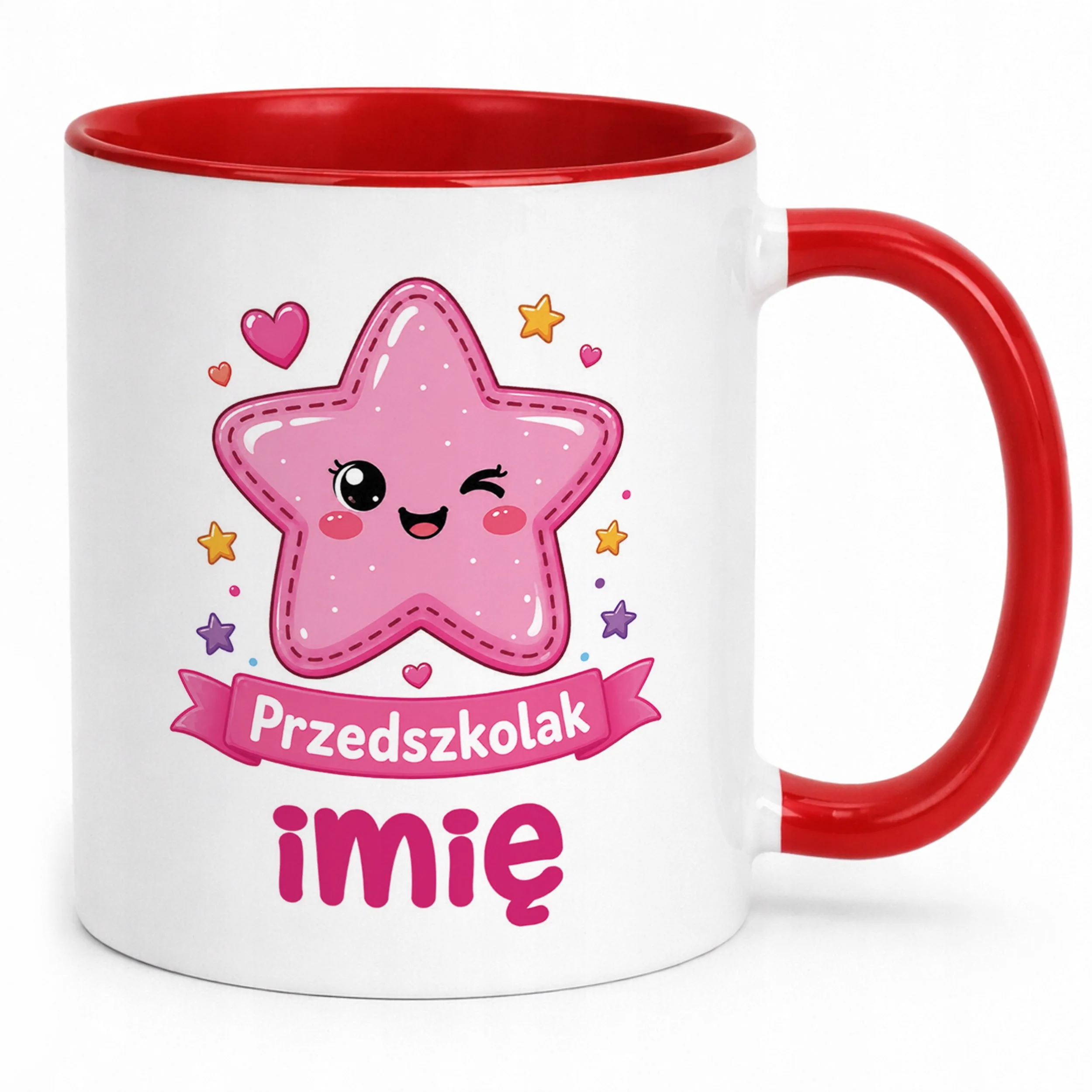 Kubek Czerwony z nadrukiem personalizowany Przedszkolak Szkoła Dla Dzieci
