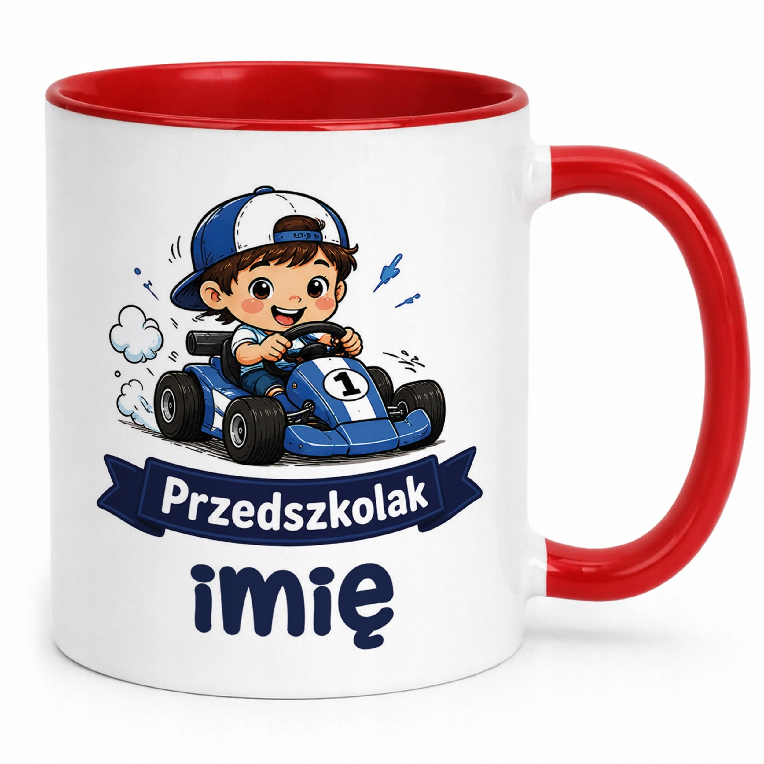 Kubek Czerwony z nadrukiem personalizowany Przedszkolak Szkoła Dla Dzieci