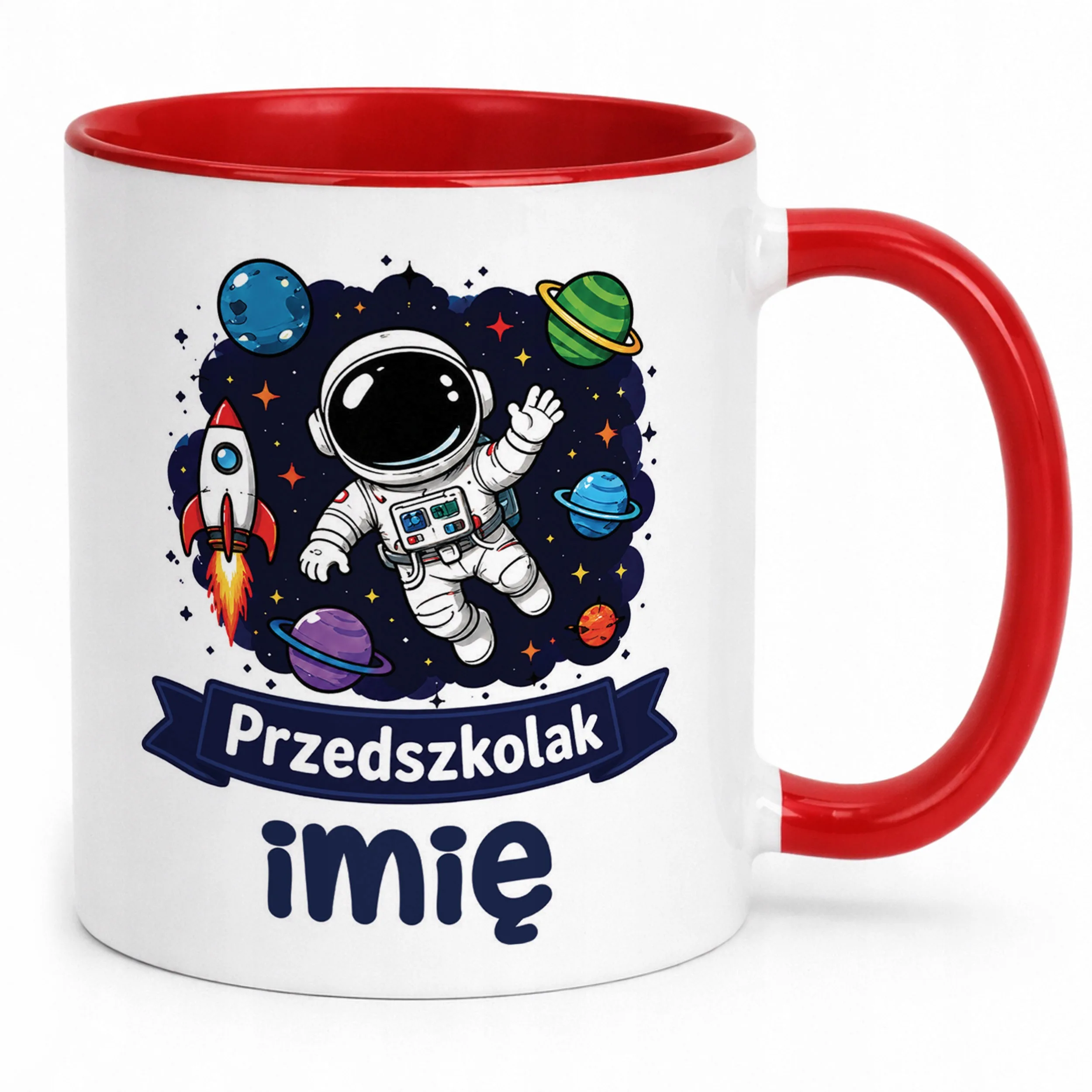 Kubek Czerwony z nadrukiem personalizowany Przedszkolak Szkoła Dla Dzieci