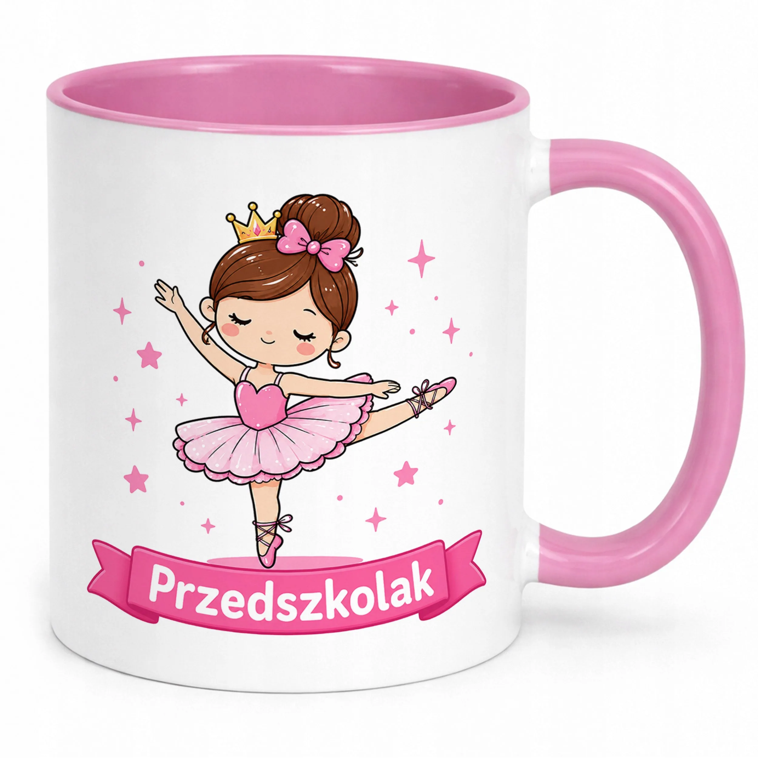 Kubek Różowy z nadrukiem Przedszkolak Szkoła Dla Dzieci Prezent