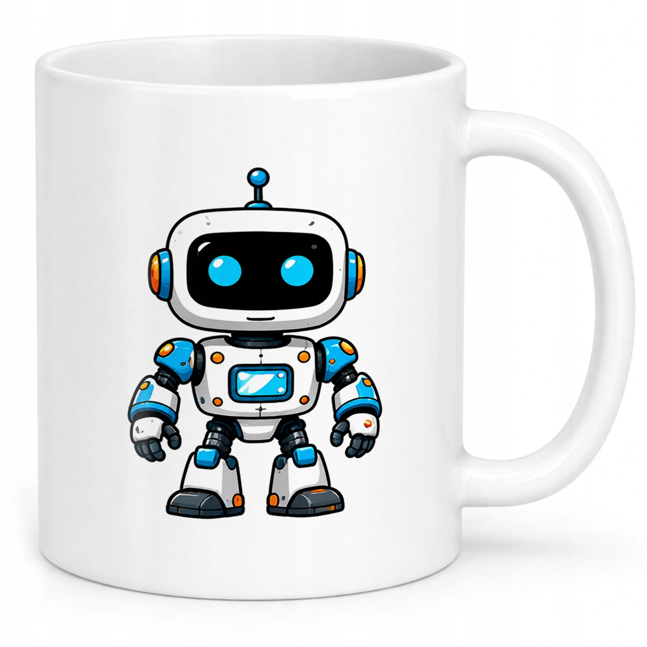 Biały Kubek z nadrukiem Robot Dla Dzieci Prezent Upominek