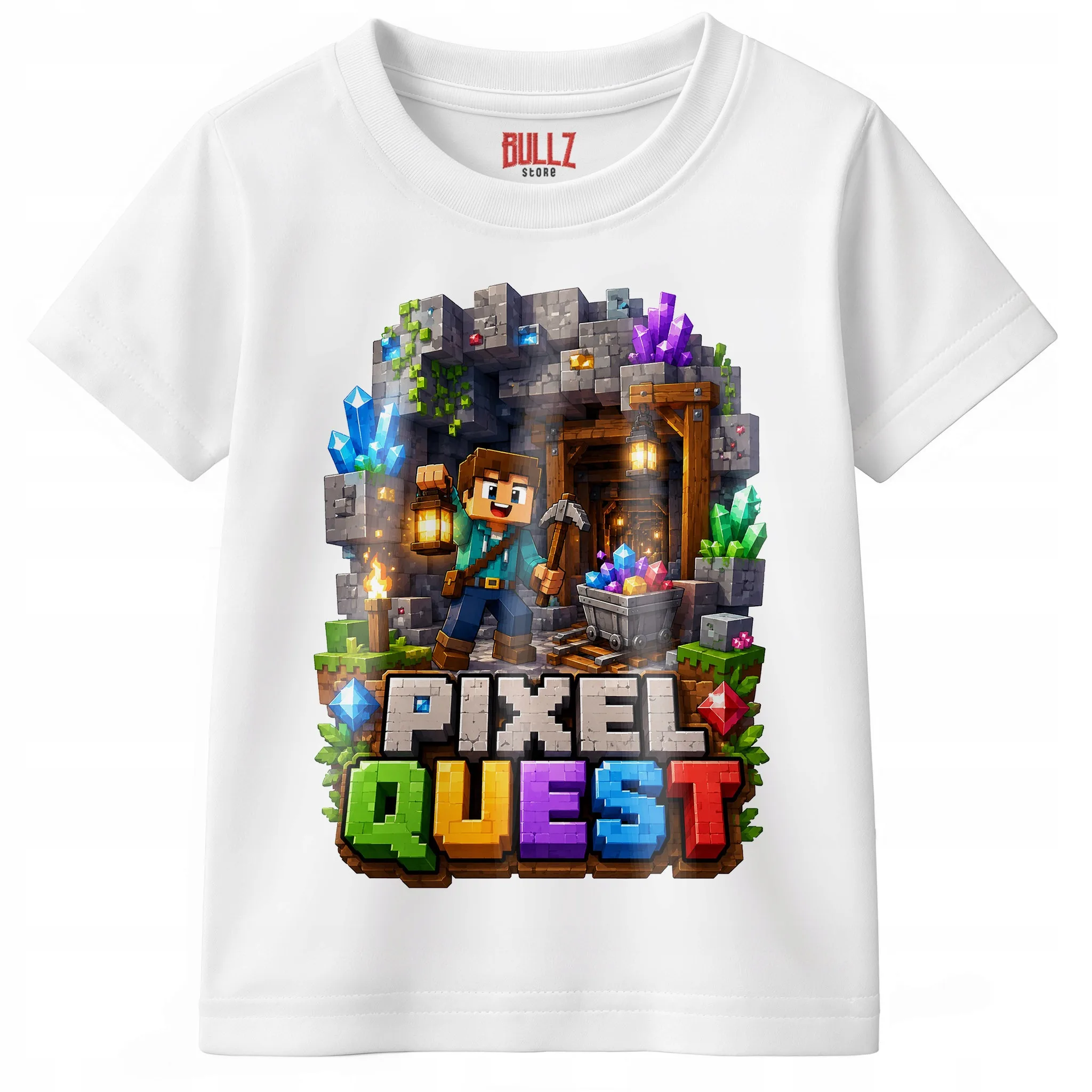 Koszulka Dziecięca Biała Z Nadrukiem PIXEL Gra Dla Dzieci Prezent r. 116