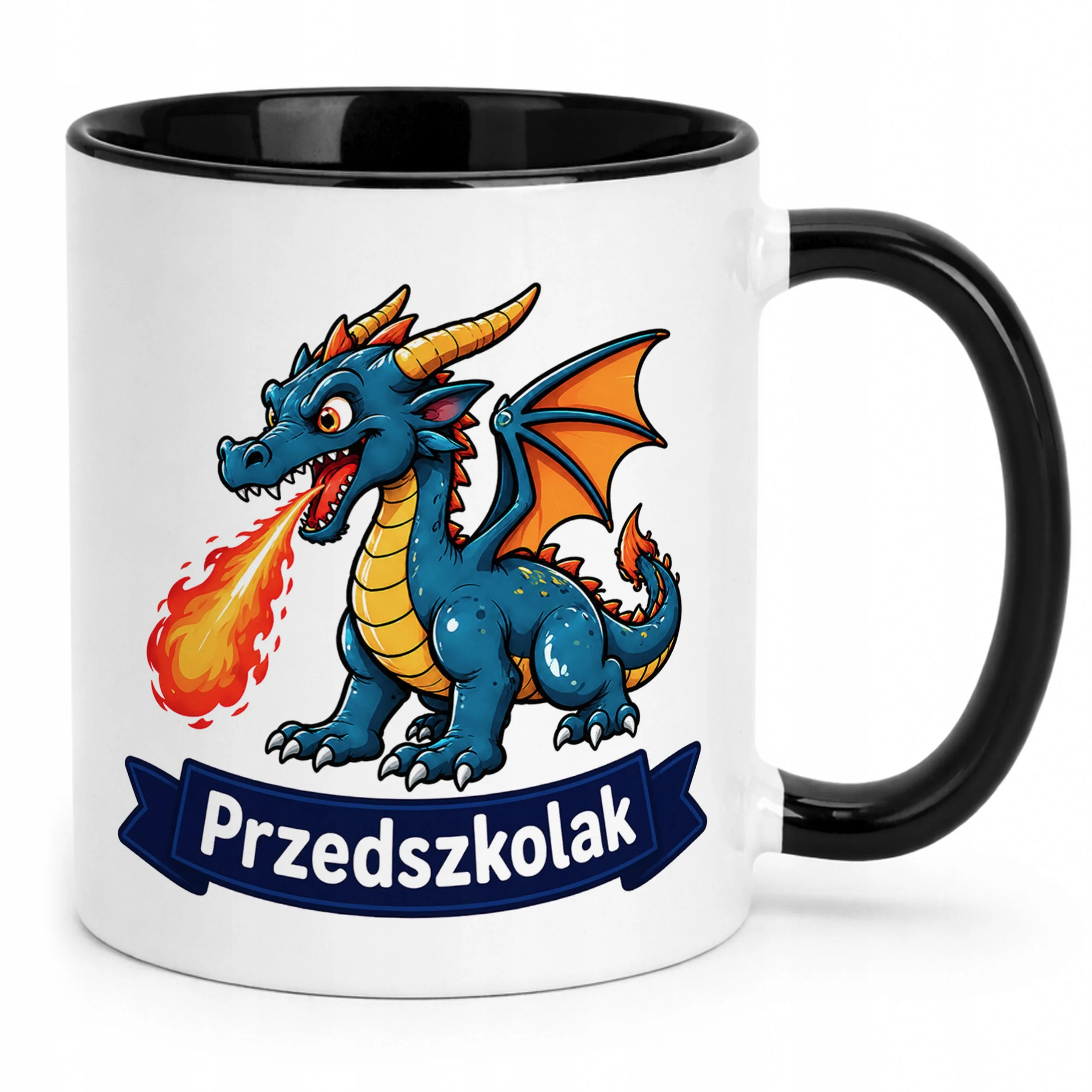 Kubek Czarny z nadrukiem Przedszkolak Szkoła Dla Dzieci Prezent