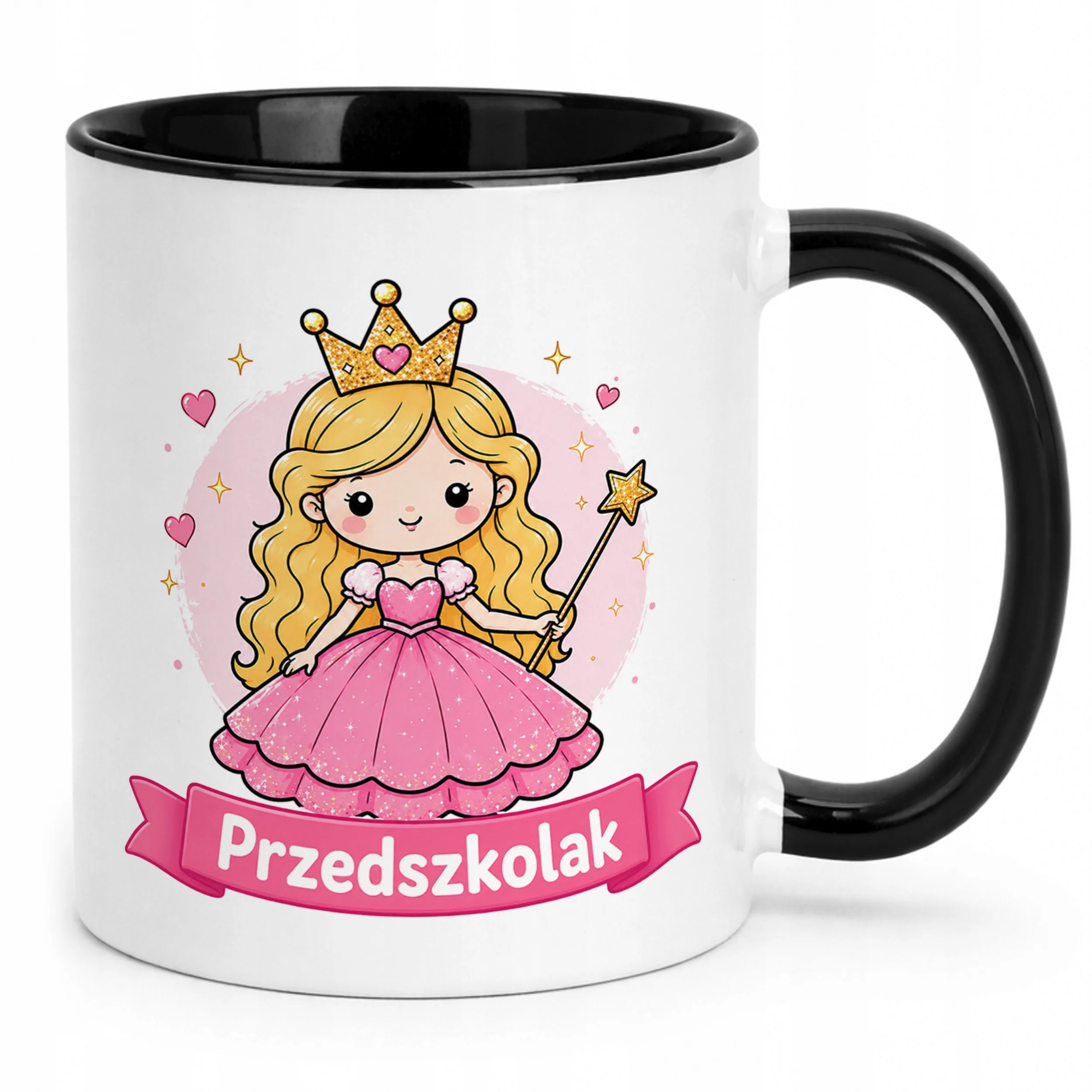 Kubek Czarny z nadrukiem Przedszkolak Szkoła Dla Dzieci Prezent