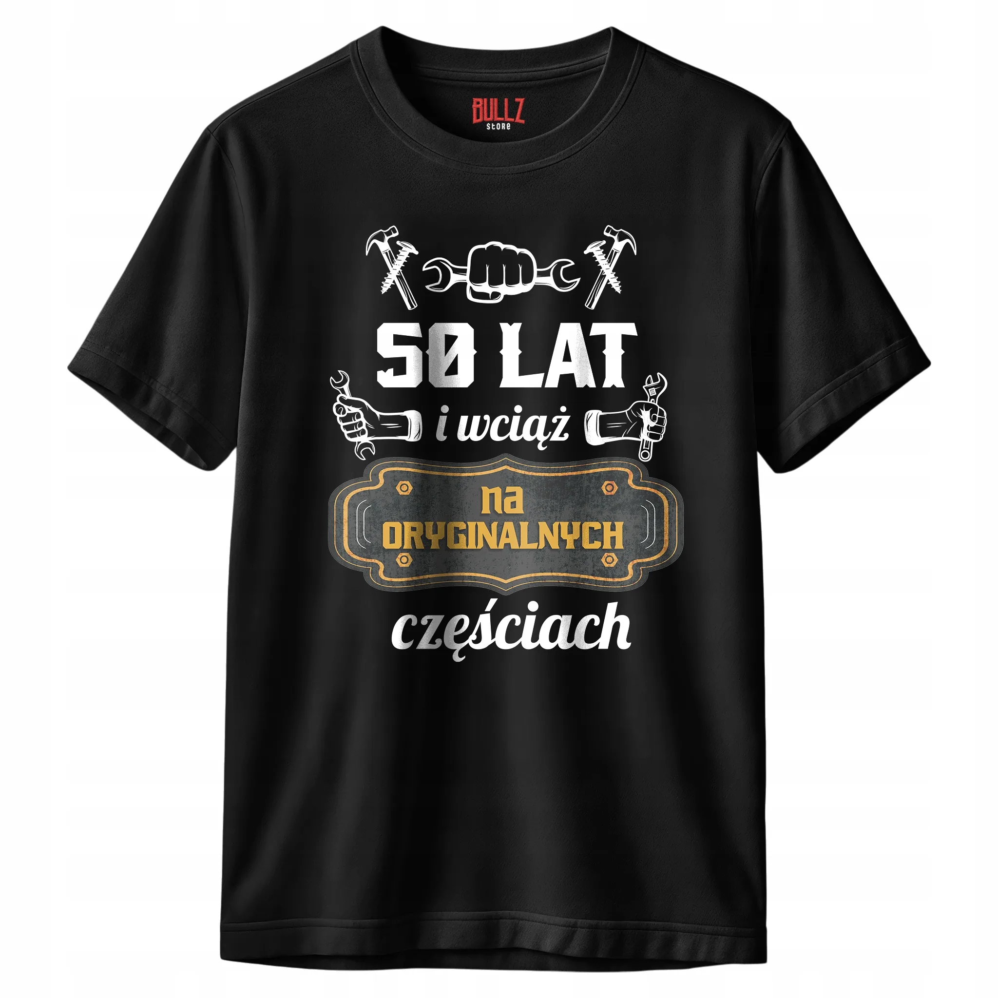 Koszulka czarna męska 50 Urodziny Wciąż Na Oryginalnych Częściach r. 3XL