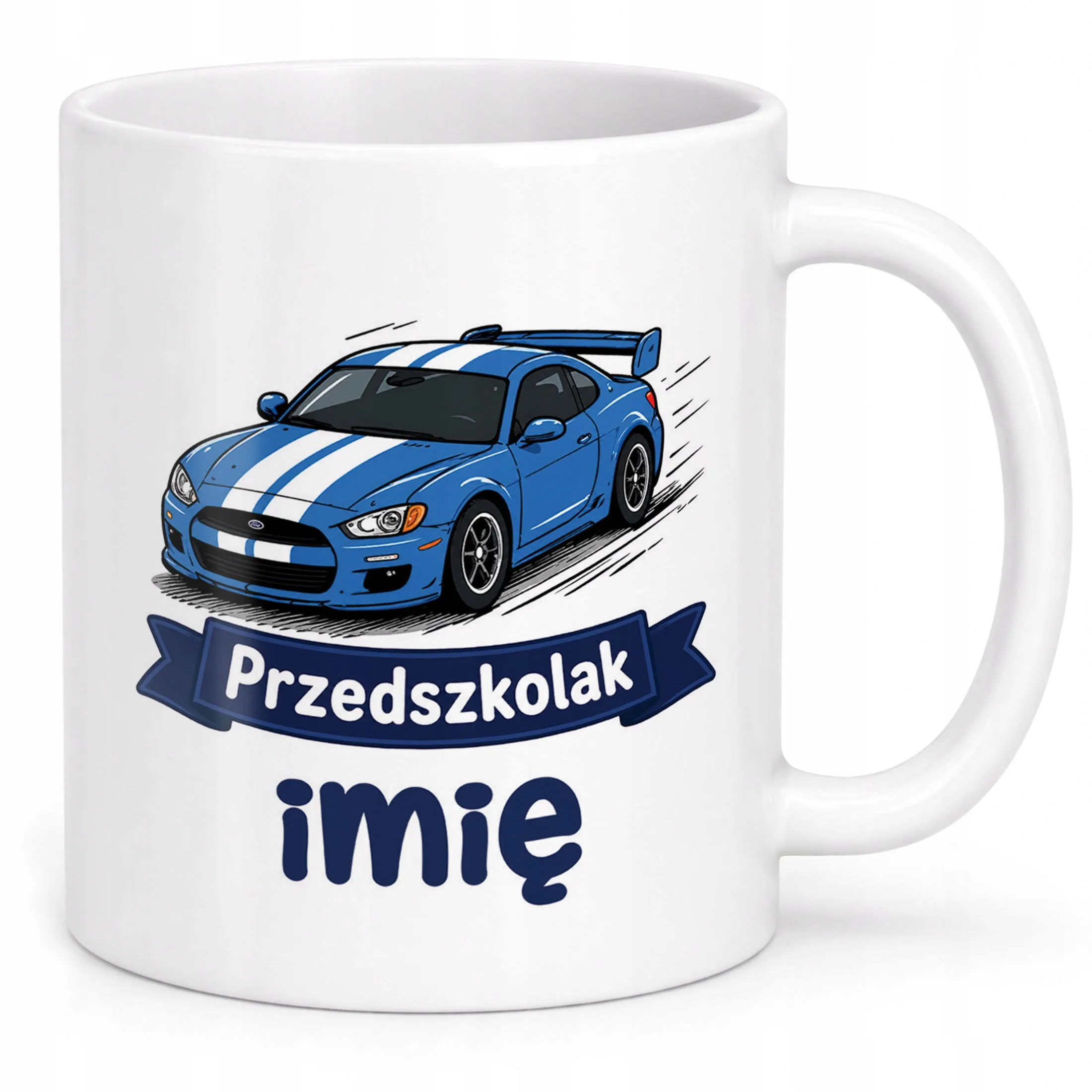 Biały Kubek z nadrukiem personalizowany Przedszkolak Szkoła Dla Dzieci