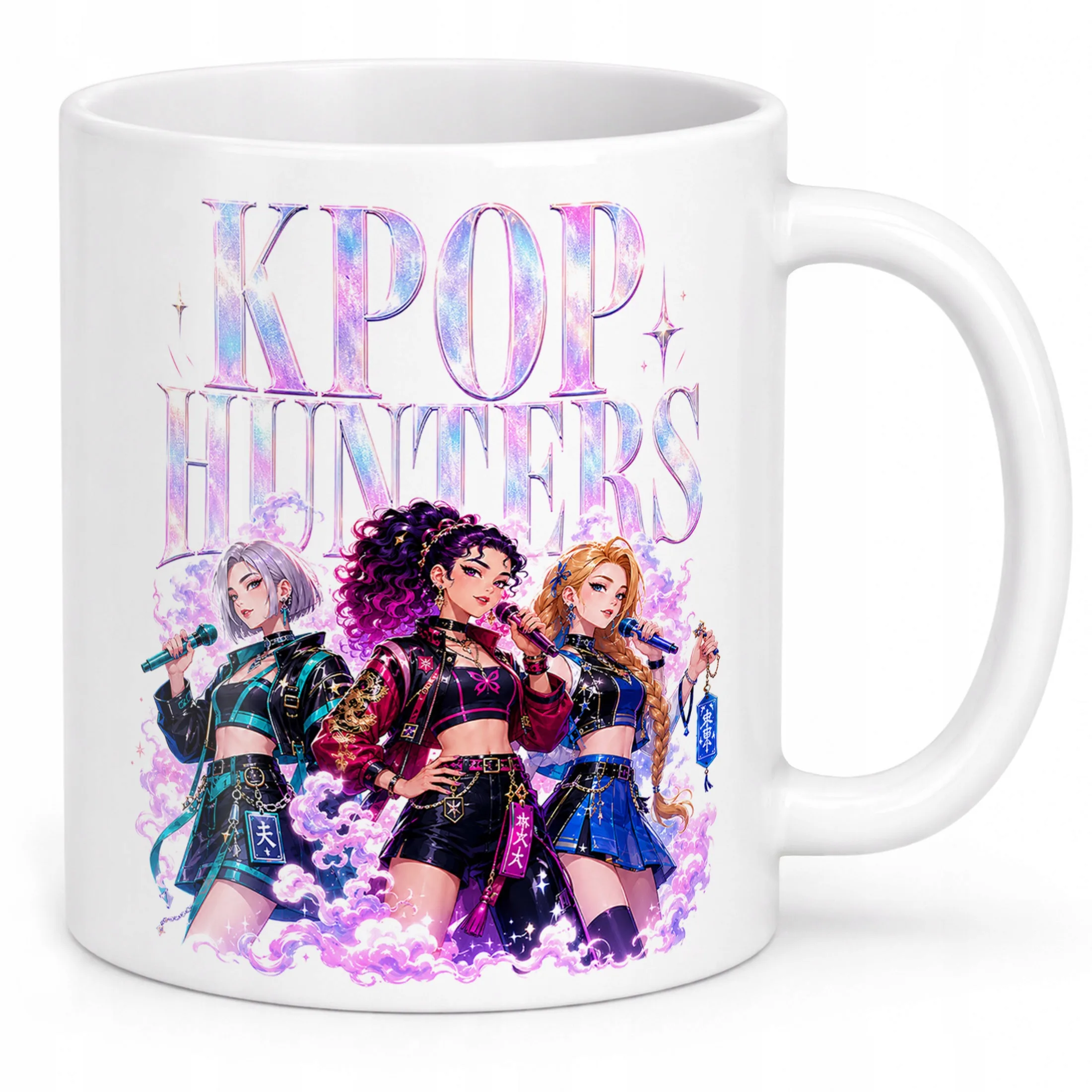 Biały Kubek z nadrukiem ŁOWCZYNIE KPOP Dla Dzieci Prezent Upominek