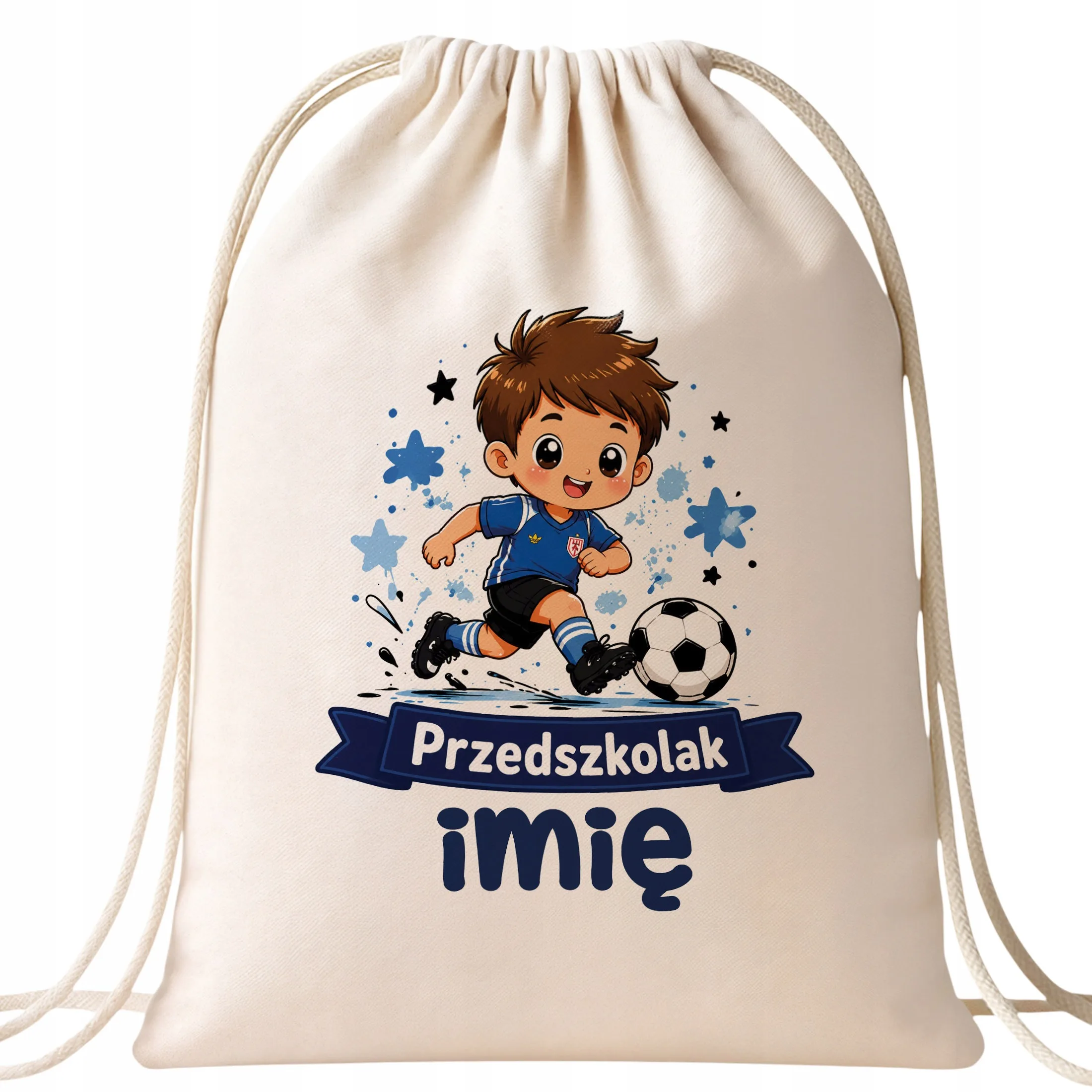 Plecak Worek Personalizowany Przedszkolak z Nadrukiem Bawełniany Szkolny