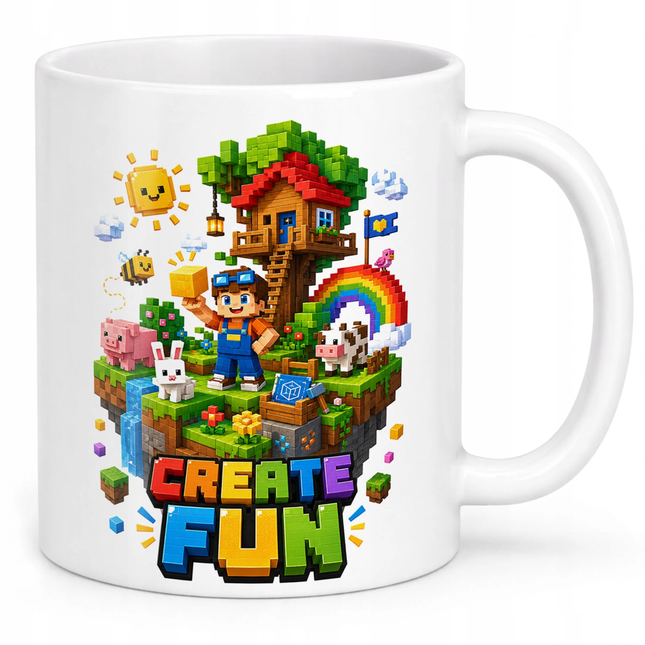 Biały Kubek z nadrukiem PIXEL GRA Dla Dzieci Prezent Upominek