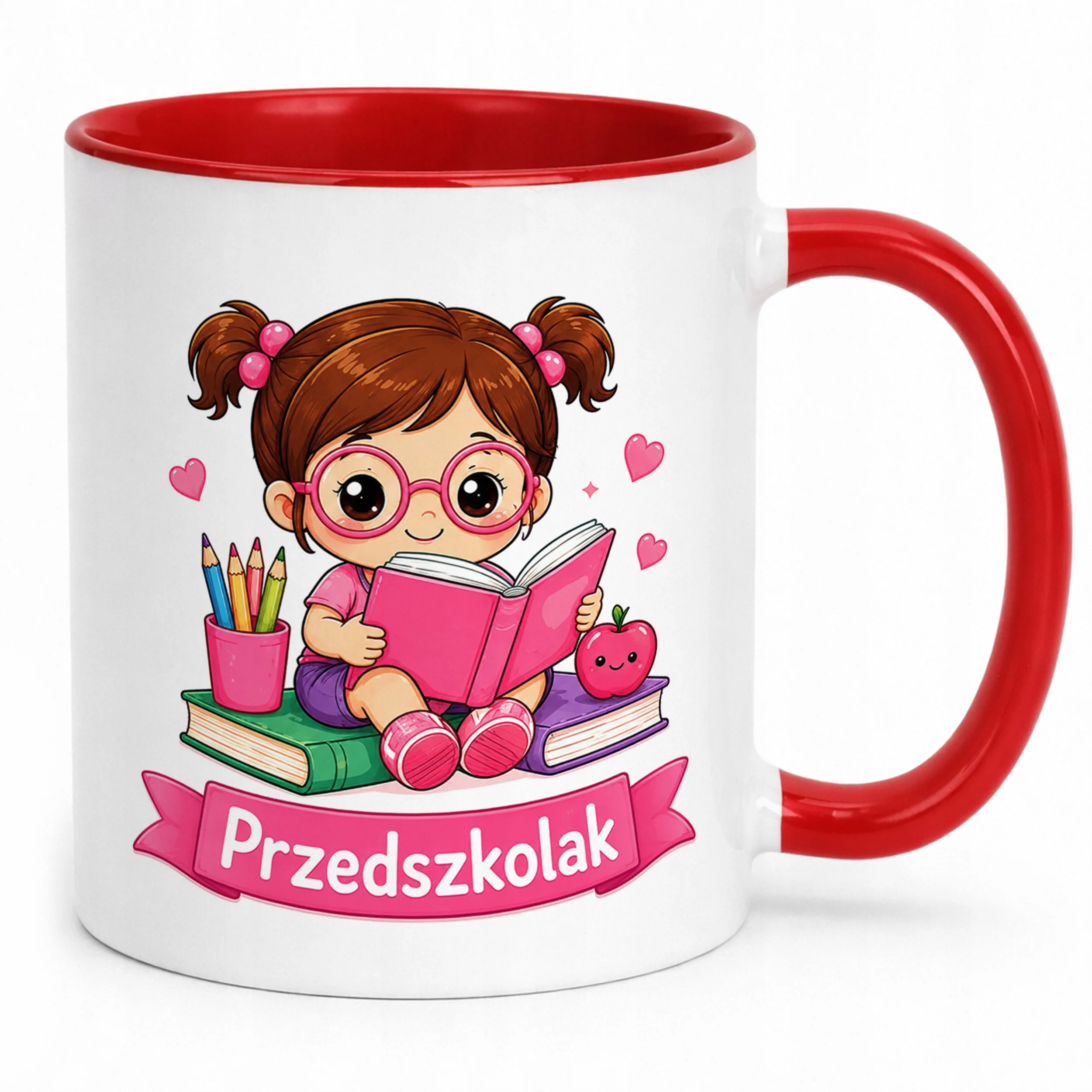 Kubek Czerwony z nadrukiem Przedszkolak Szkoła Dla Dzieci Prezent
