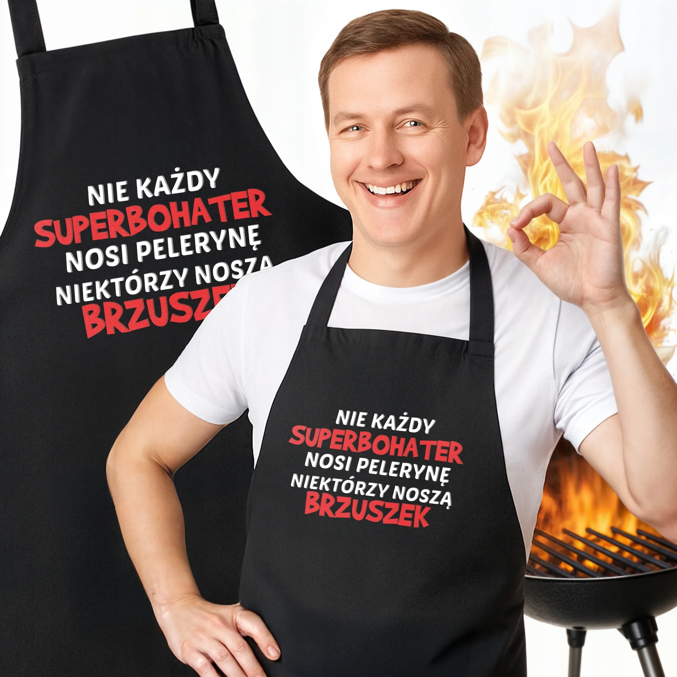 Bawełniany Czarny Fartuch Kuchenny Dzień Ojca Nie Każdy Bohater