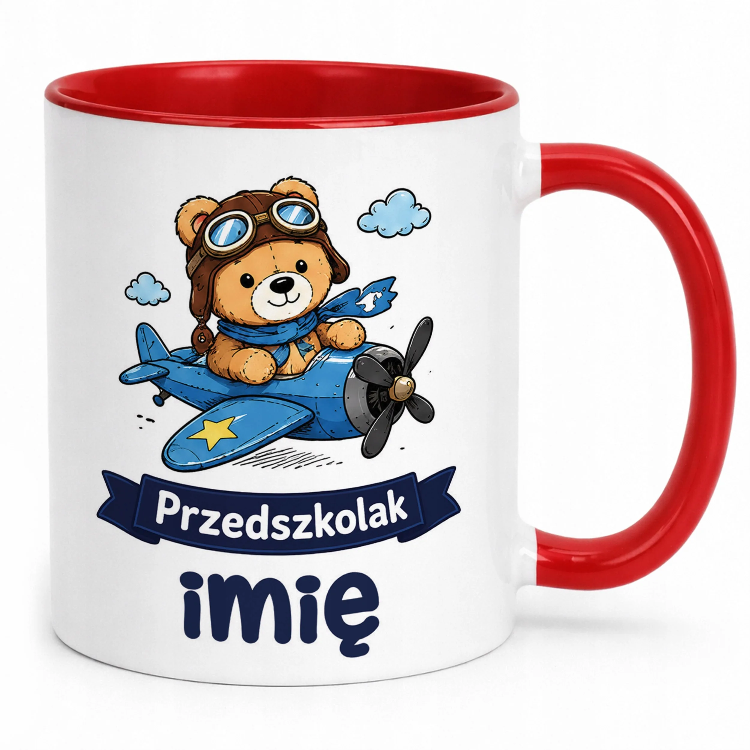 Kubek Czerwony z nadrukiem personalizowany Przedszkolak Szkoła Dla Dzieci
