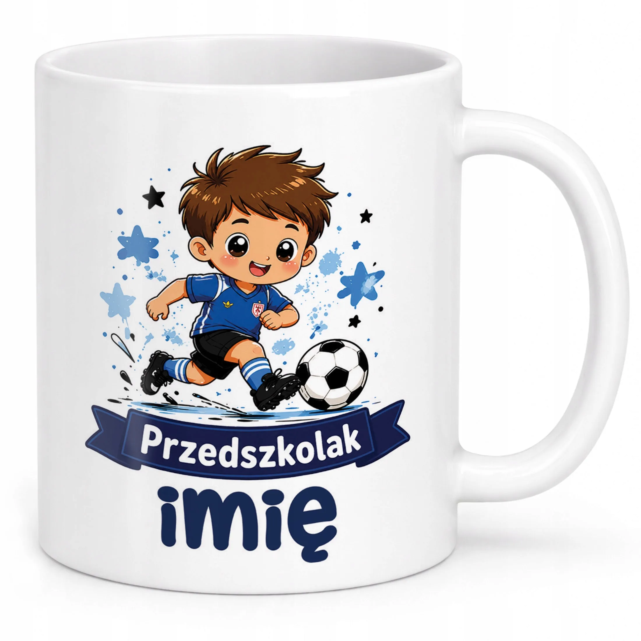 Biały Kubek z nadrukiem personalizowany Przedszkolak Szkoła Dla Dzieci