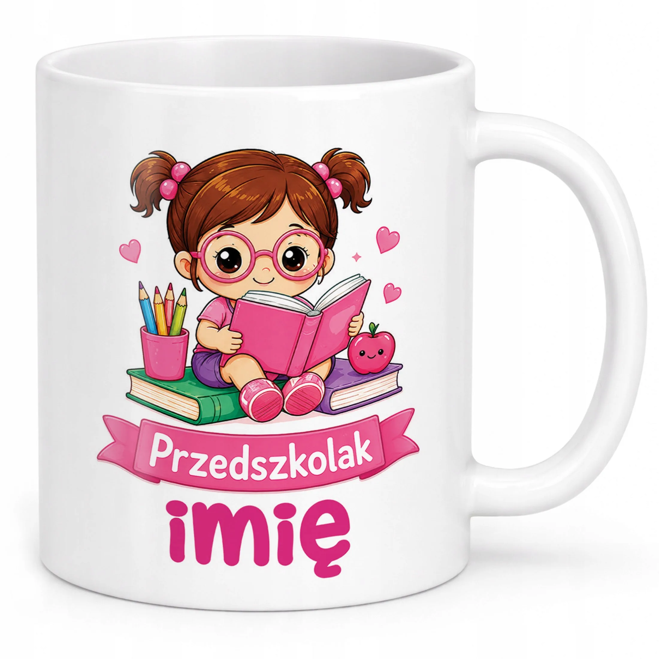 Biały Kubek z nadrukiem personalizowany Przedszkolak Szkoła Dla Dzieci