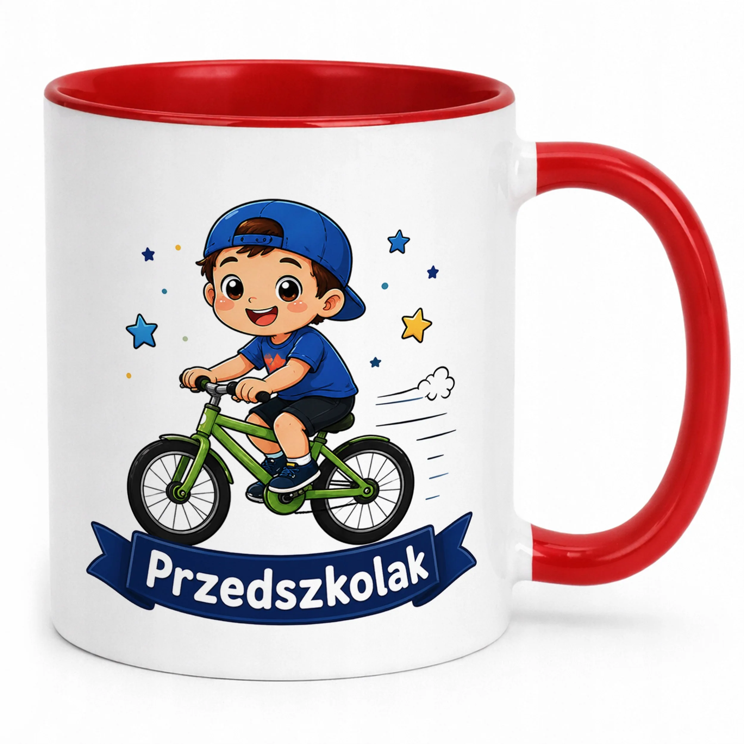 Kubek Czerwony z nadrukiem Przedszkolak Szkoła Dla Dzieci Prezent