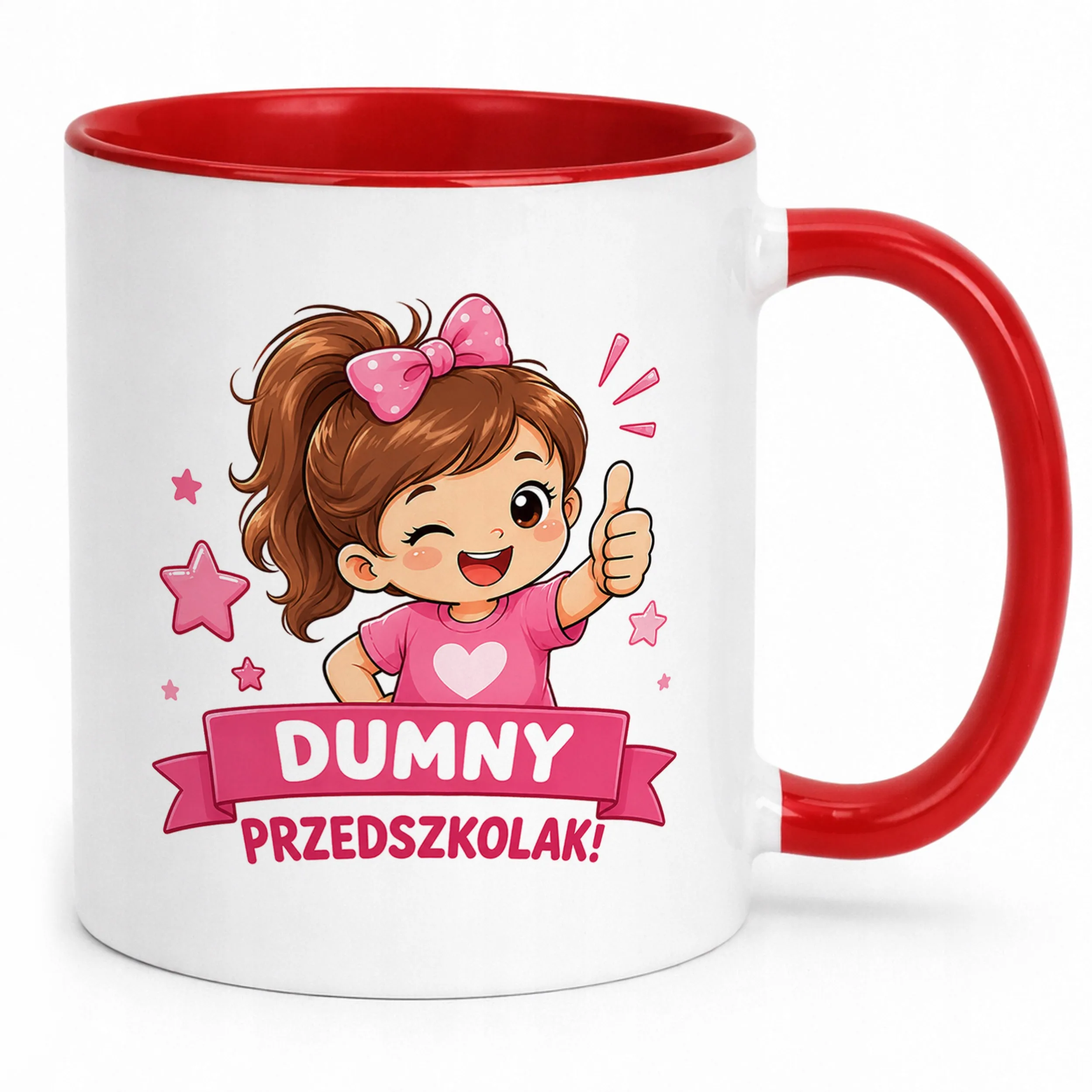 Kubek Czerwony z nadrukiem Przedszkolak Szkoła Dla Dzieci Prezent