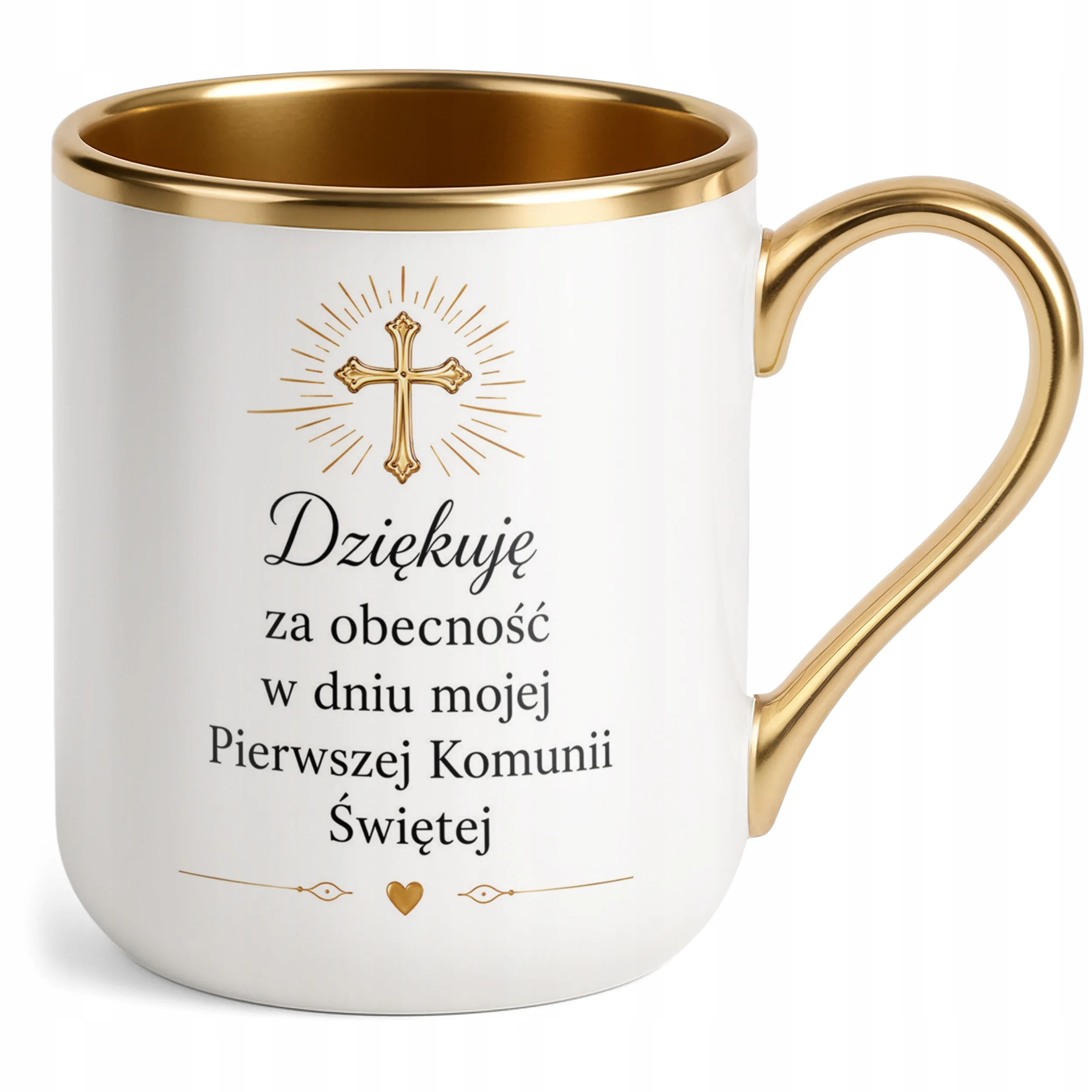 Kubek Premium złoty Pierwsza Komunia Święta dla gości pamiątka z przyjęcia