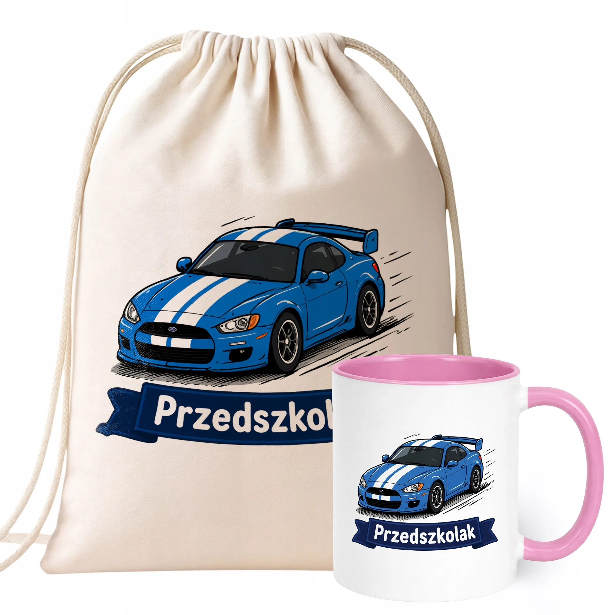 Zestaw Plecak Worek Kubek Różowy Z Nadrukiem Przedszkolak Dla Dzieci