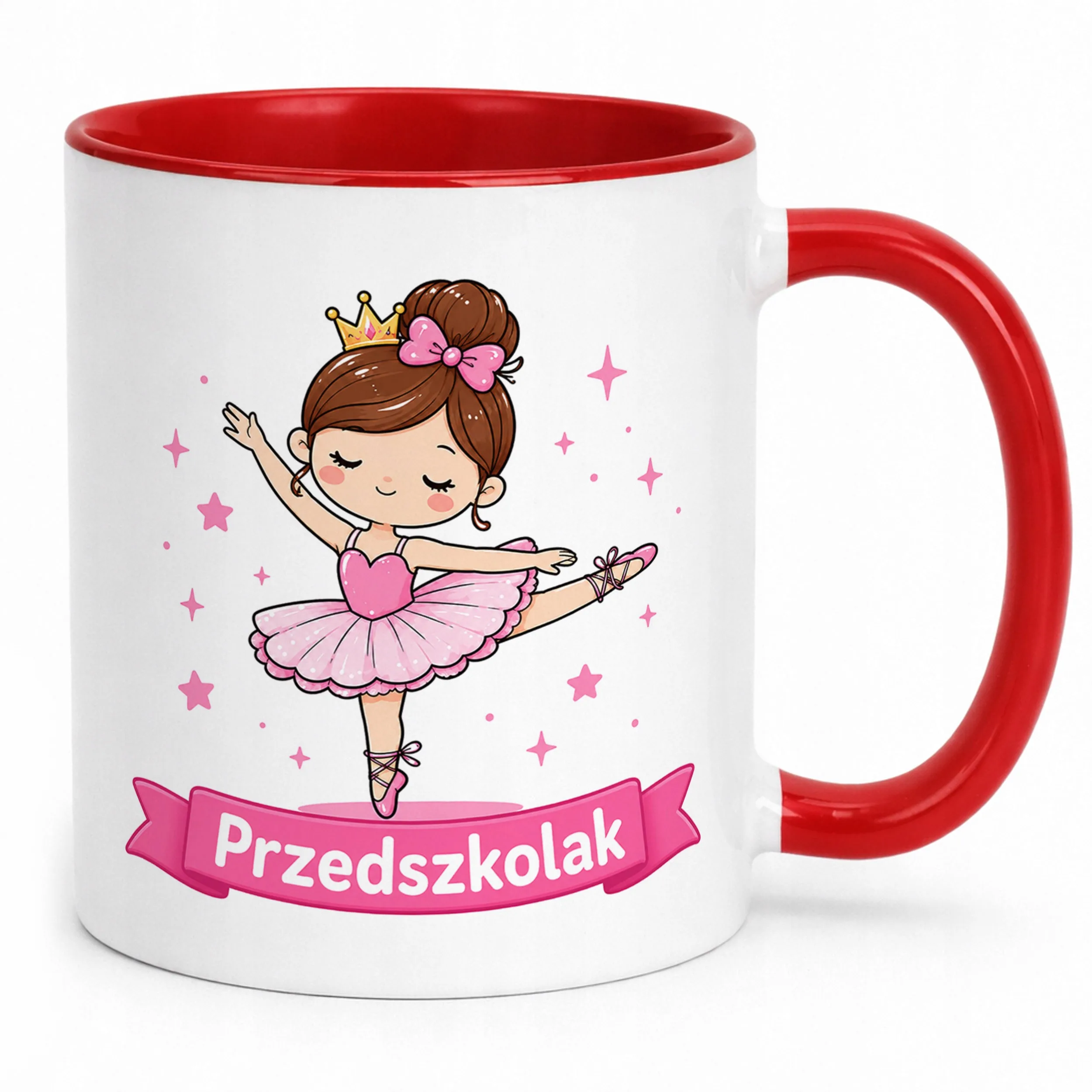 Kubek Czerwony z nadrukiem Przedszkolak Szkoła Dla Dzieci Prezent