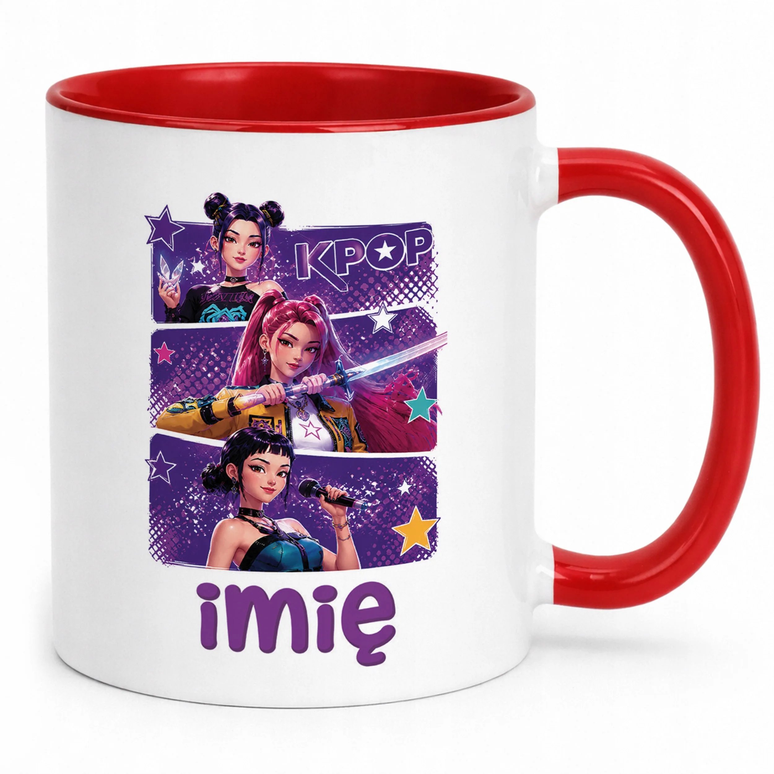 Kubek Czerwony z nadrukiem personalizowany ŁOWCZYNIE KPOP Prezent