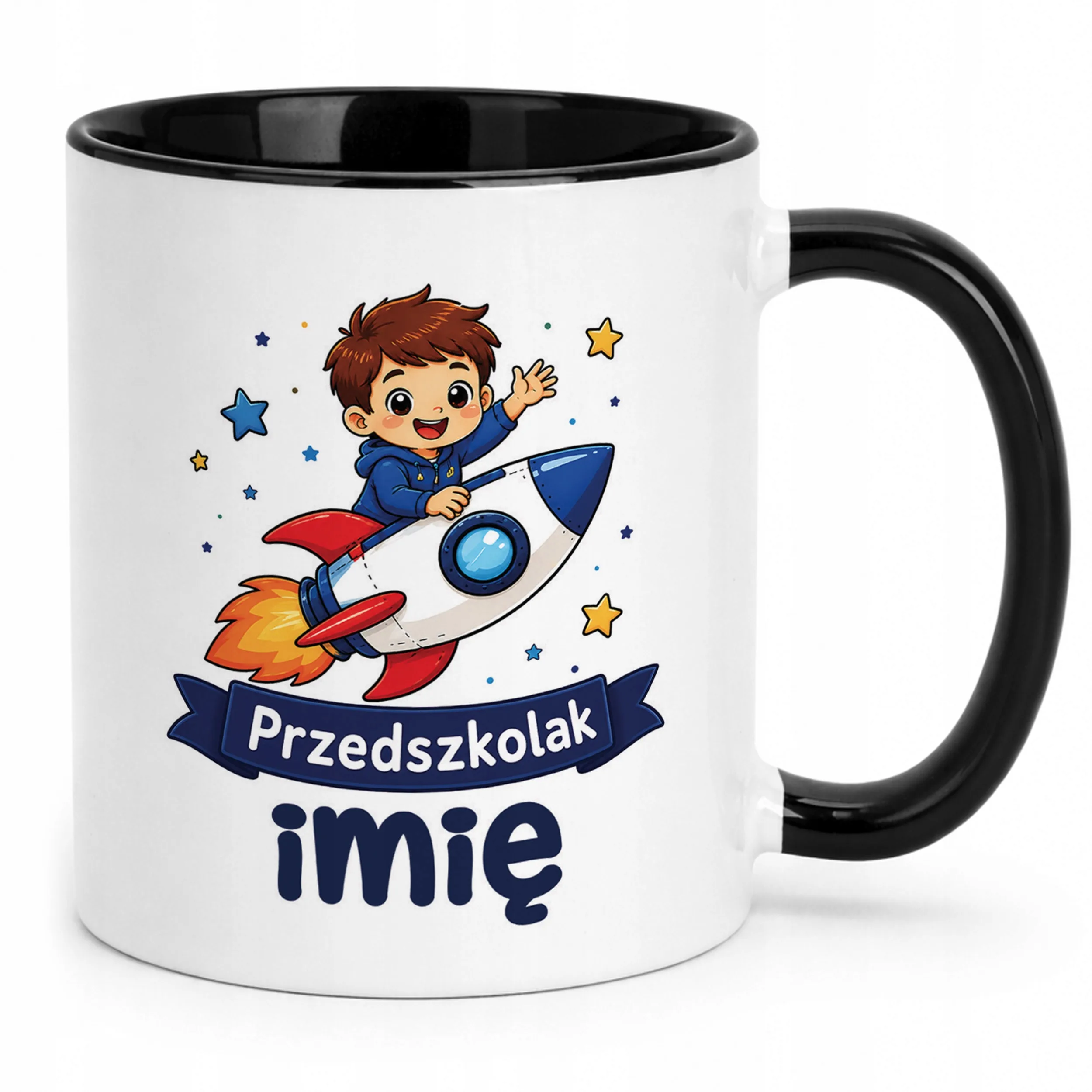 Kubek Czarny z nadrukiem personalizowany Przedszkolak Szkoła Dla Dzieci