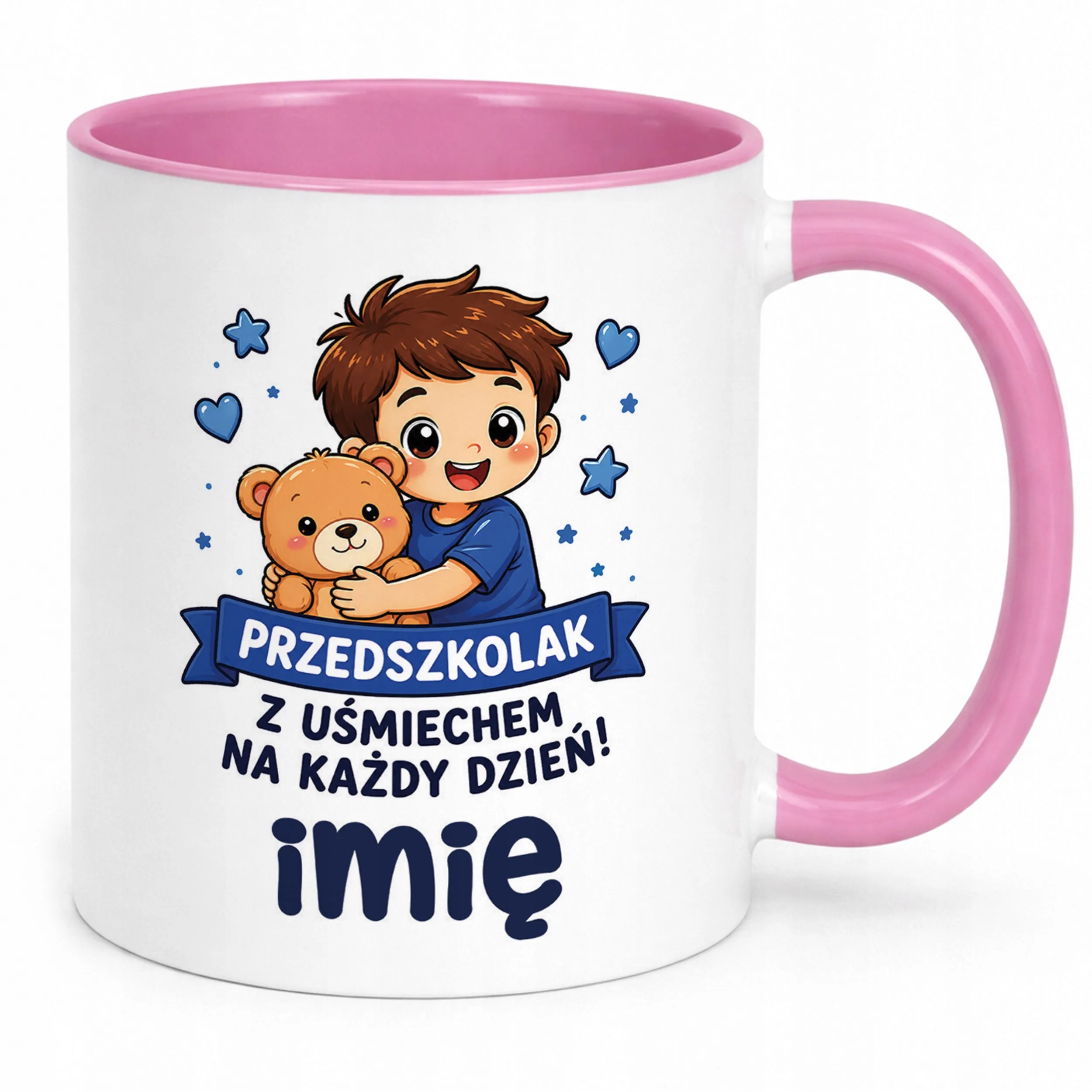 Kubek Różowy z nadrukiem personalizowany Przedszkolak Szkoła Dla Dzieci