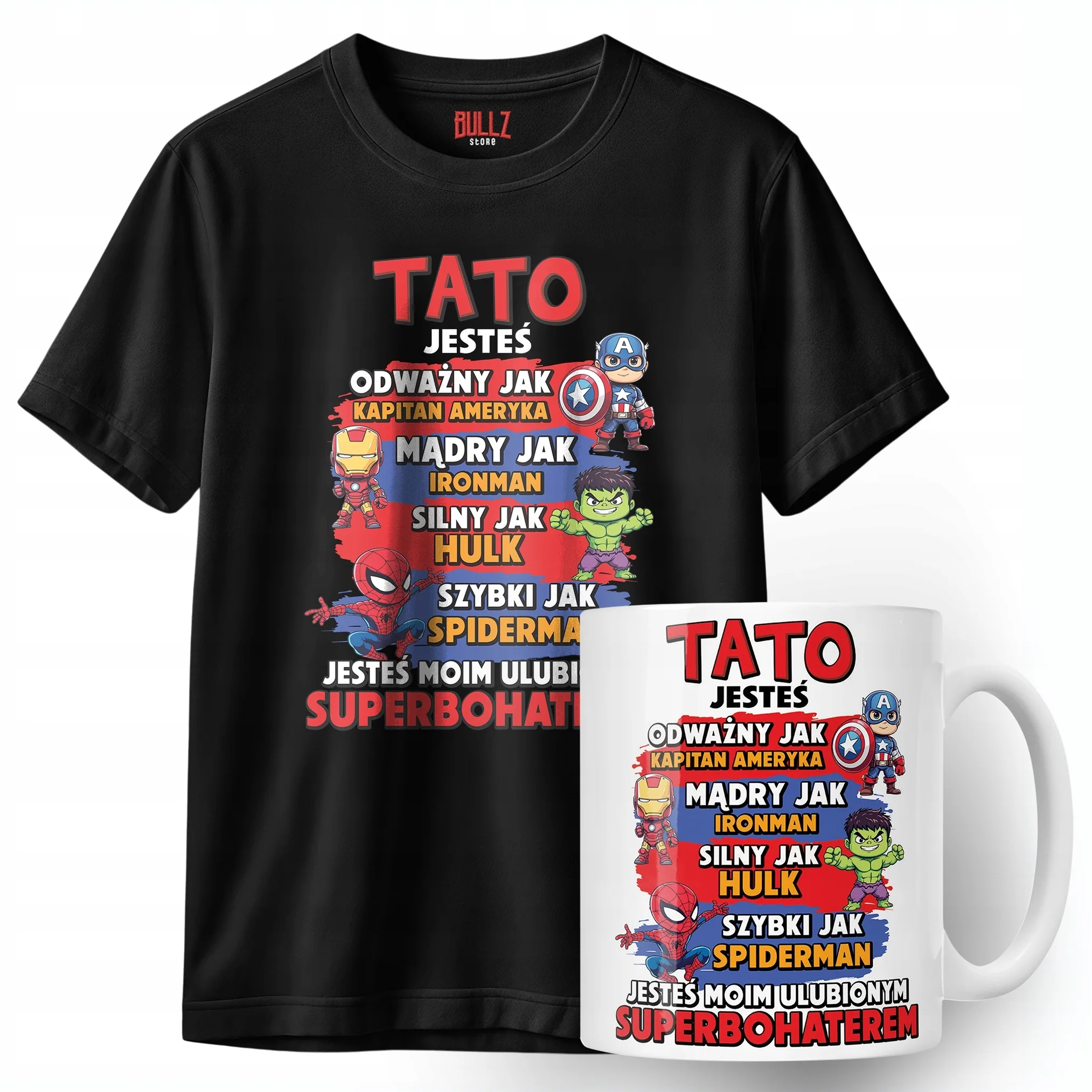 Zestaw Kubek + Koszulka Dzień Ojca Dla Taty Tata Bohater Prezent