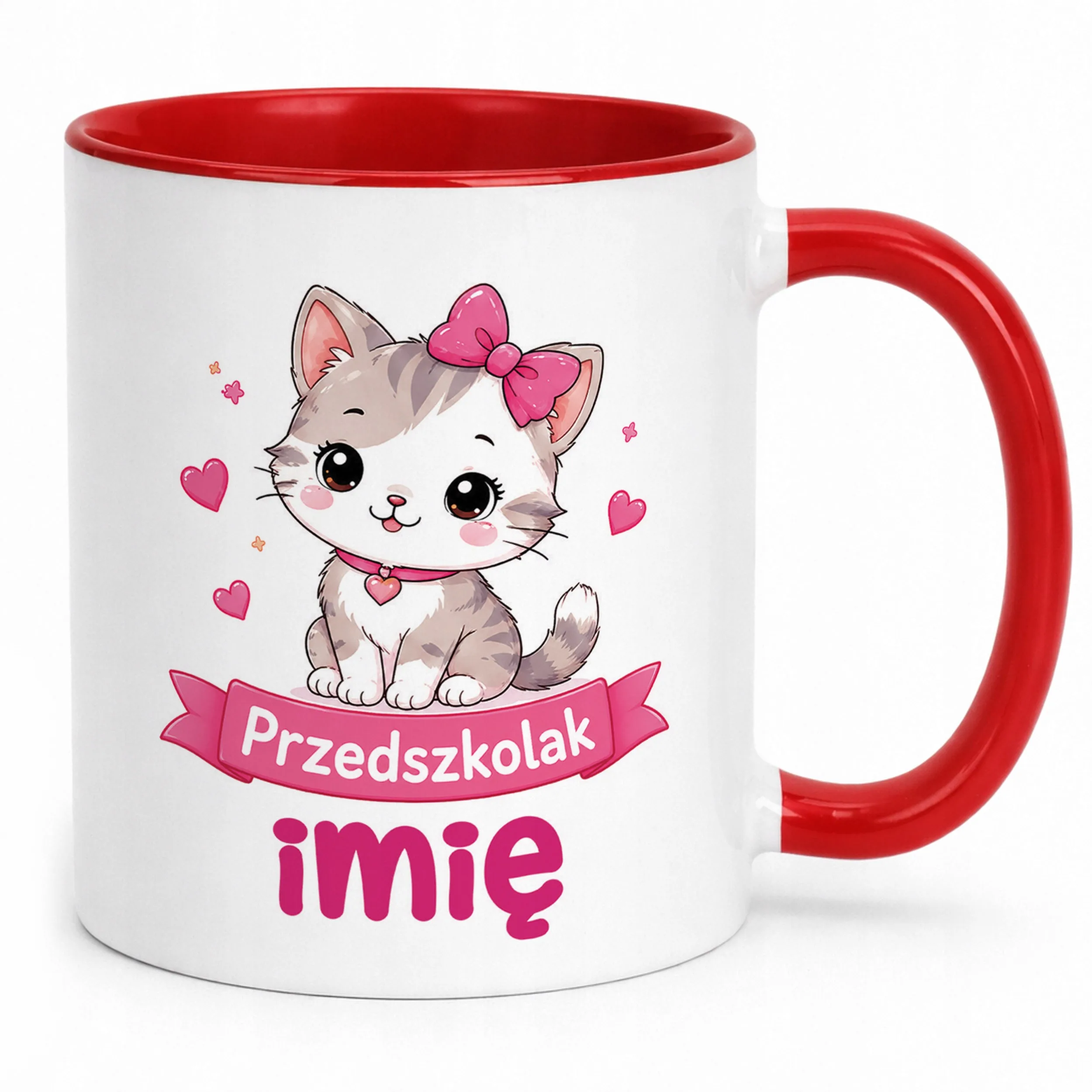 Kubek Czerwony z nadrukiem personalizowany Przedszkolak Szkoła Dla Dzieci