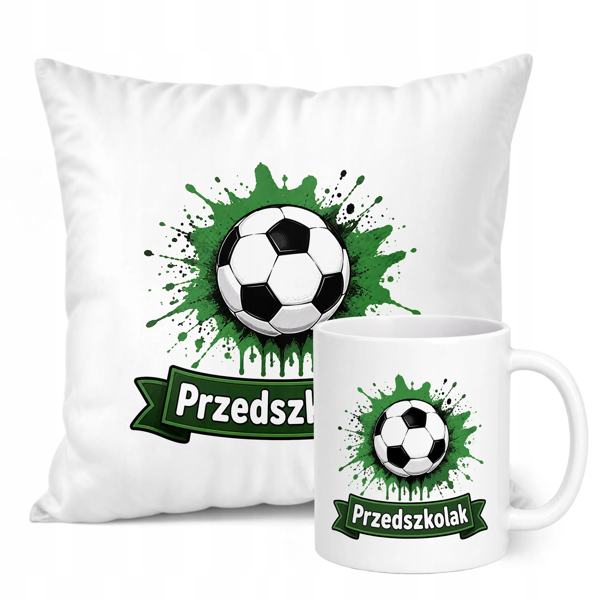 Zestaw Kubek Biały Poduszka Z Nadrukiem Przedszkolak Szkoła Prezent