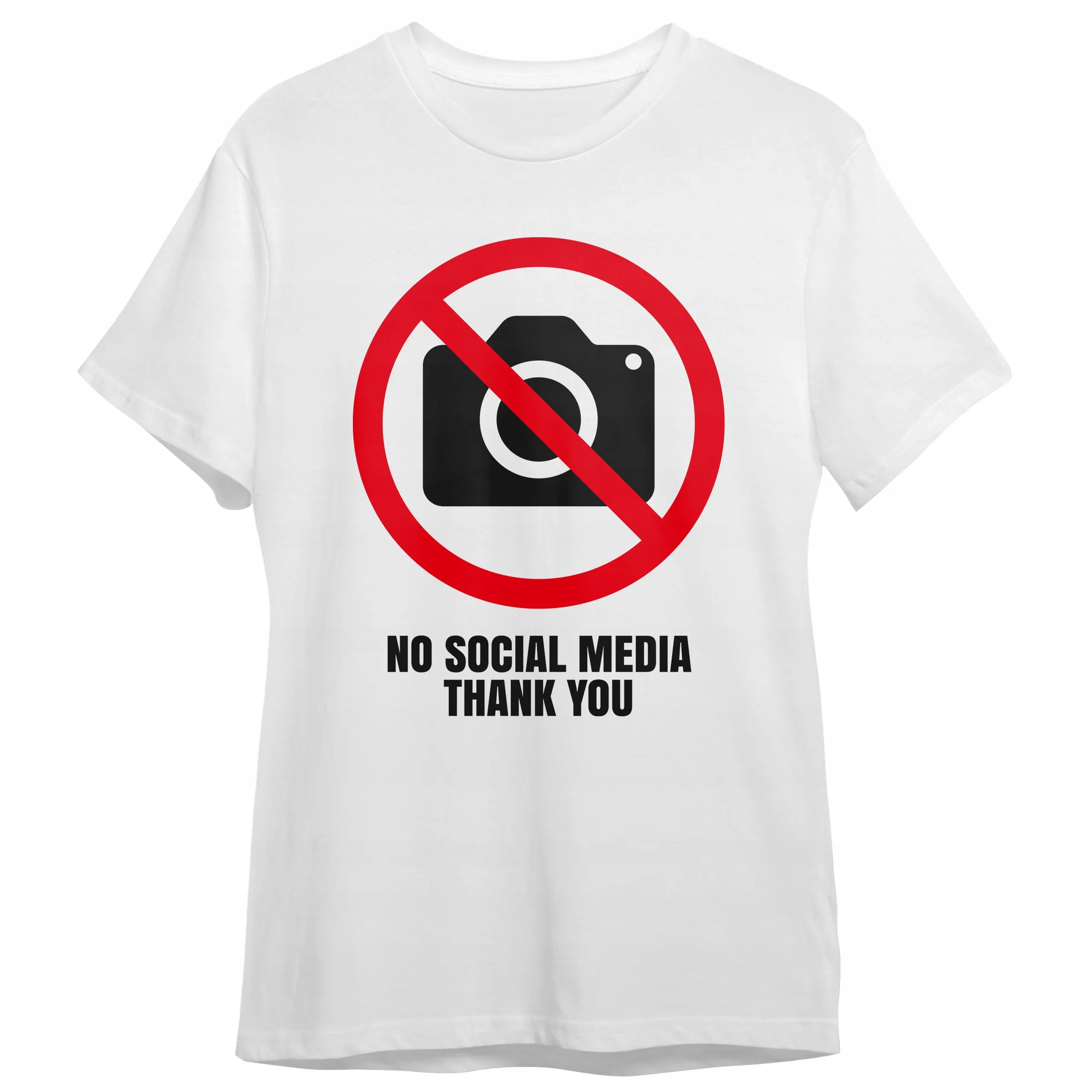 Koszulka damska biała #NoSocialMedia Bez Social Mediów rozmiar XL