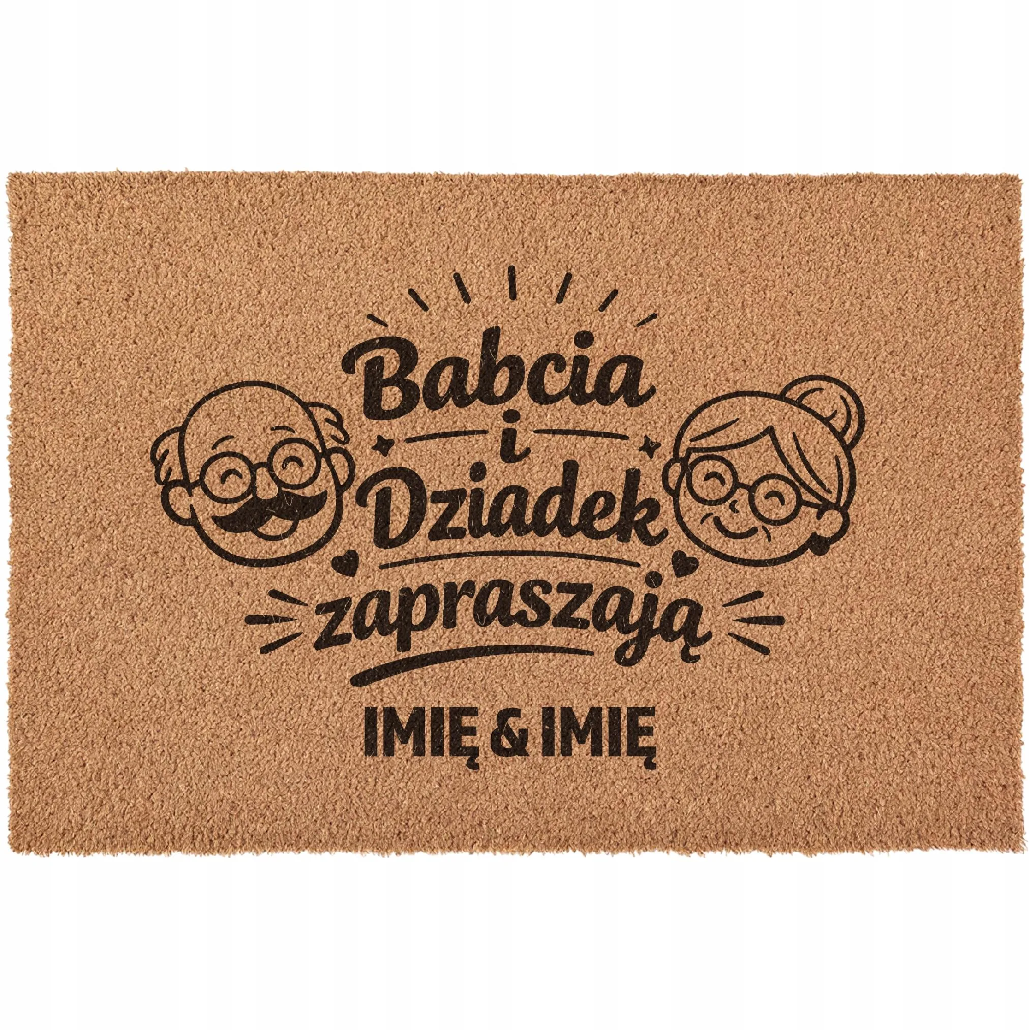 Wycieraczka Personalizowana Dzień Babci Dziadka Na Prezent kokosowa 60x40