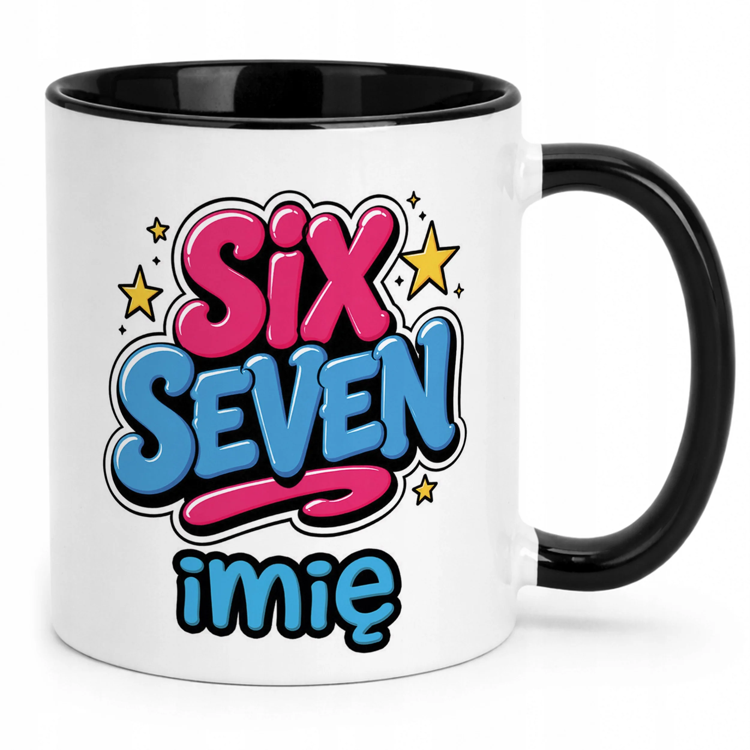 Kubek Czarny z nadrukiem personalizowany 67 SIX SEVEN Dla Dzieci Prezent