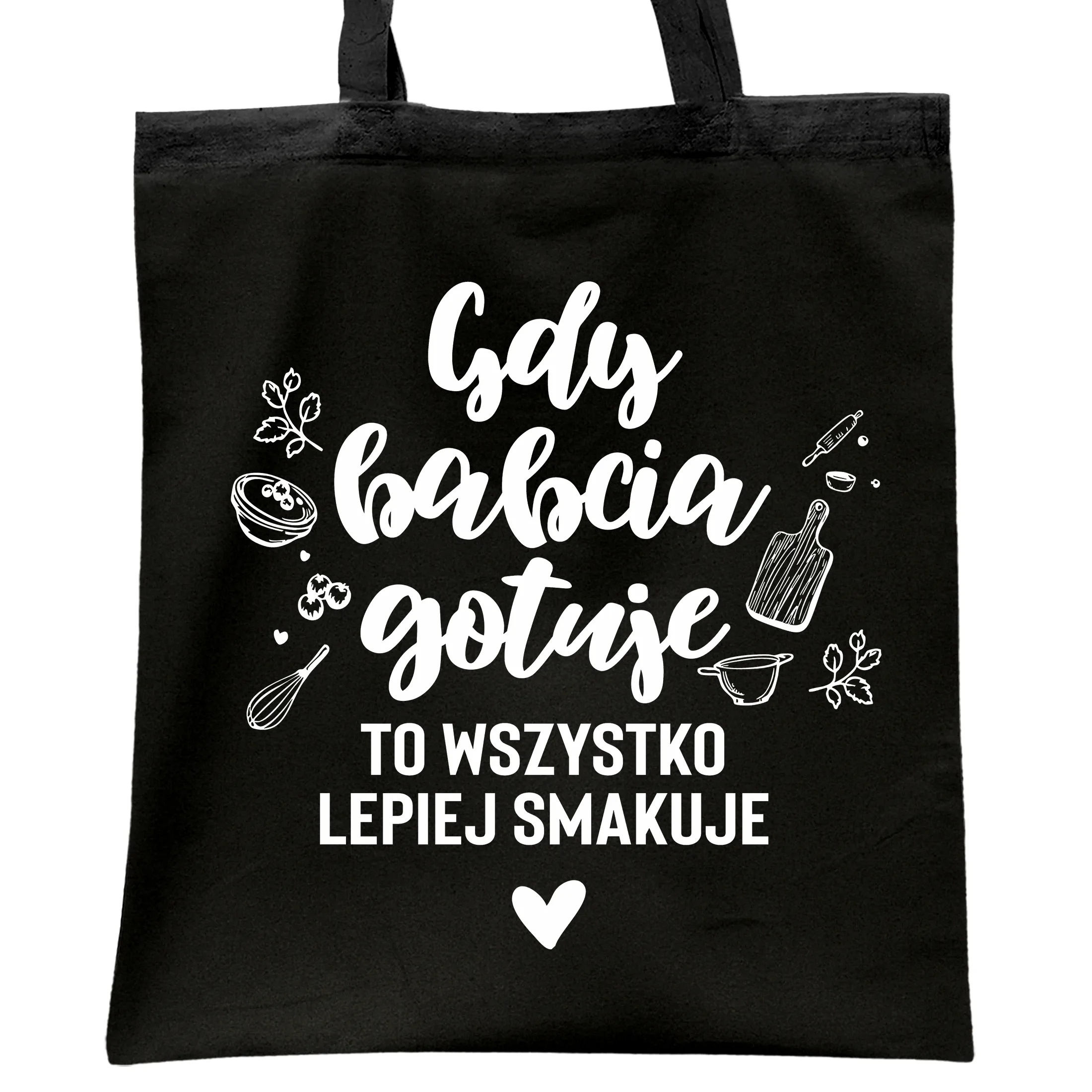 Torba bawełniana czarna Dzień Babci Prezent Upominek