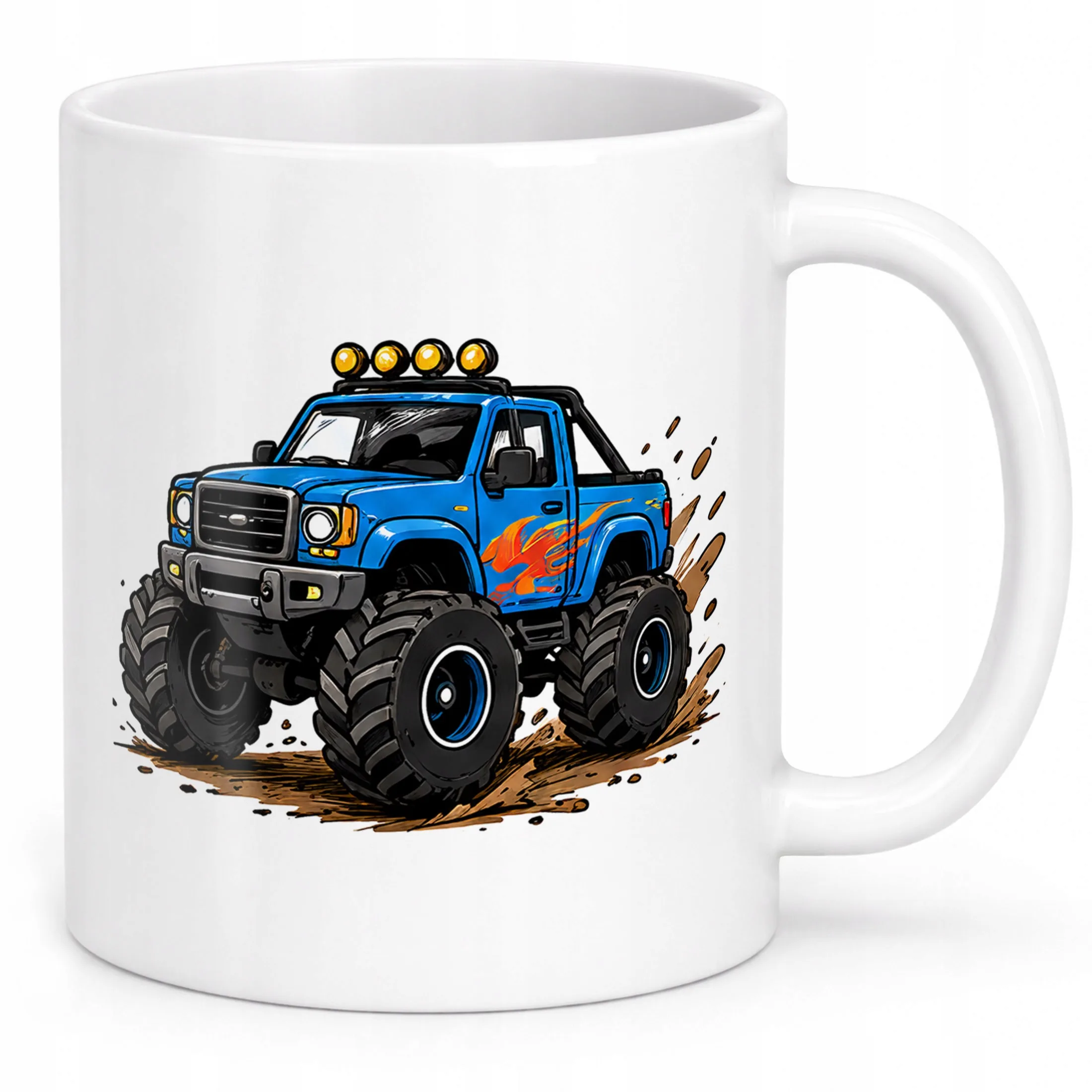 Biały Kubek z nadrukiem Monster Truck Dla Dzieci Prezent Upominek