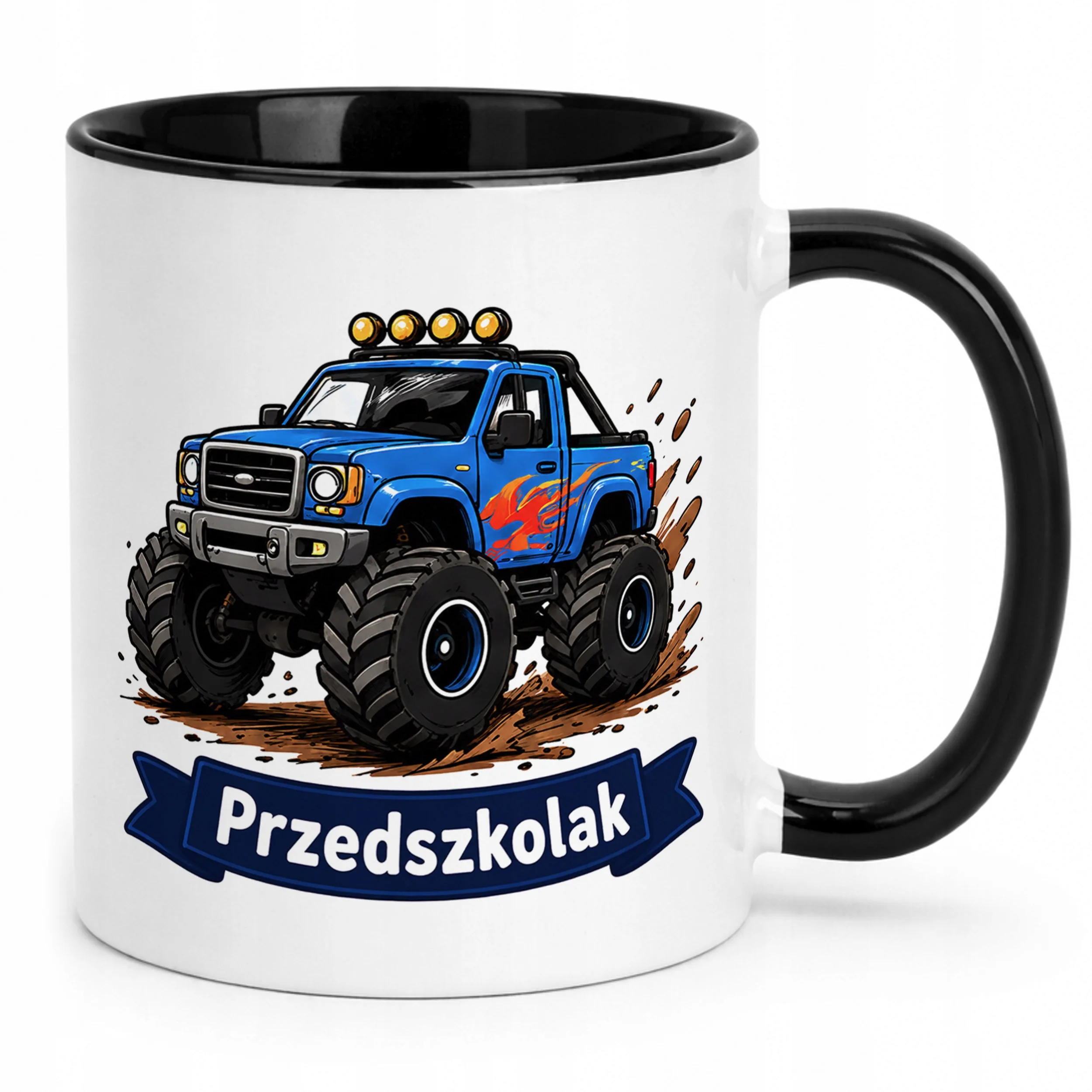 Kubek Czarny z nadrukiem Przedszkolak Szkoła Dla Dzieci Prezent
