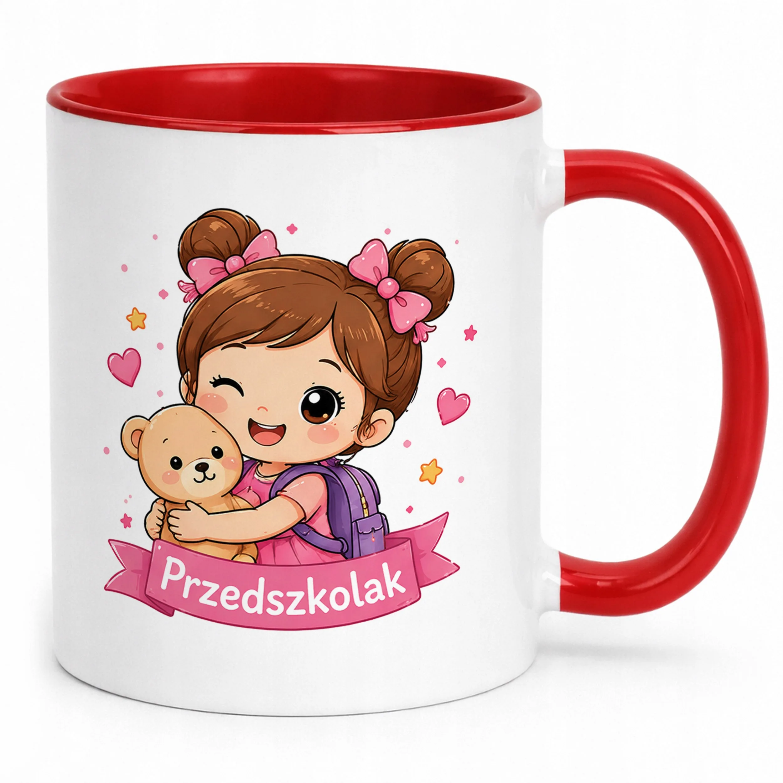 Kubek Czerwony z nadrukiem Przedszkolak Szkoła Dla Dzieci Prezent