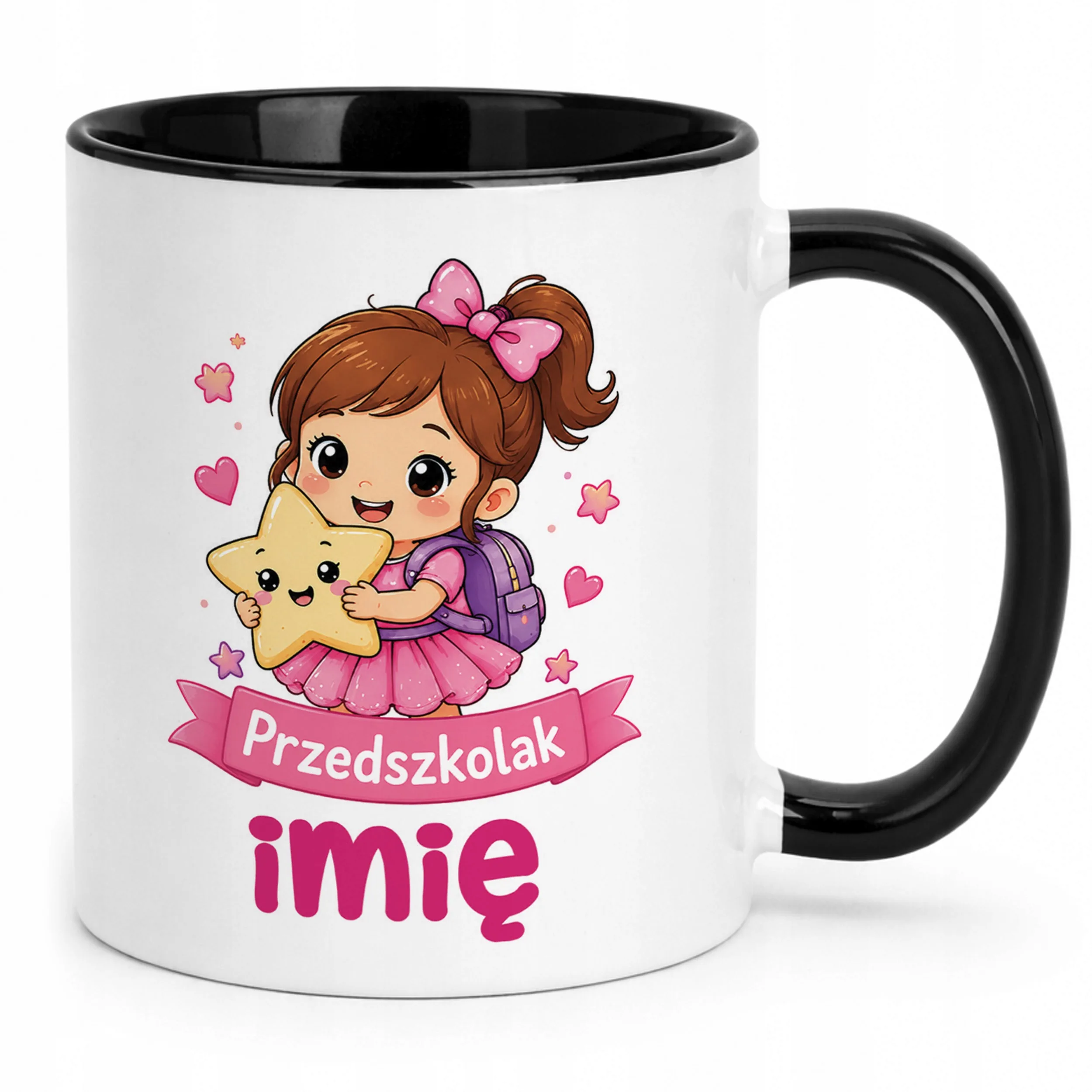 Kubek Czarny z nadrukiem personalizowany Przedszkolak Szkoła Dla Dzieci