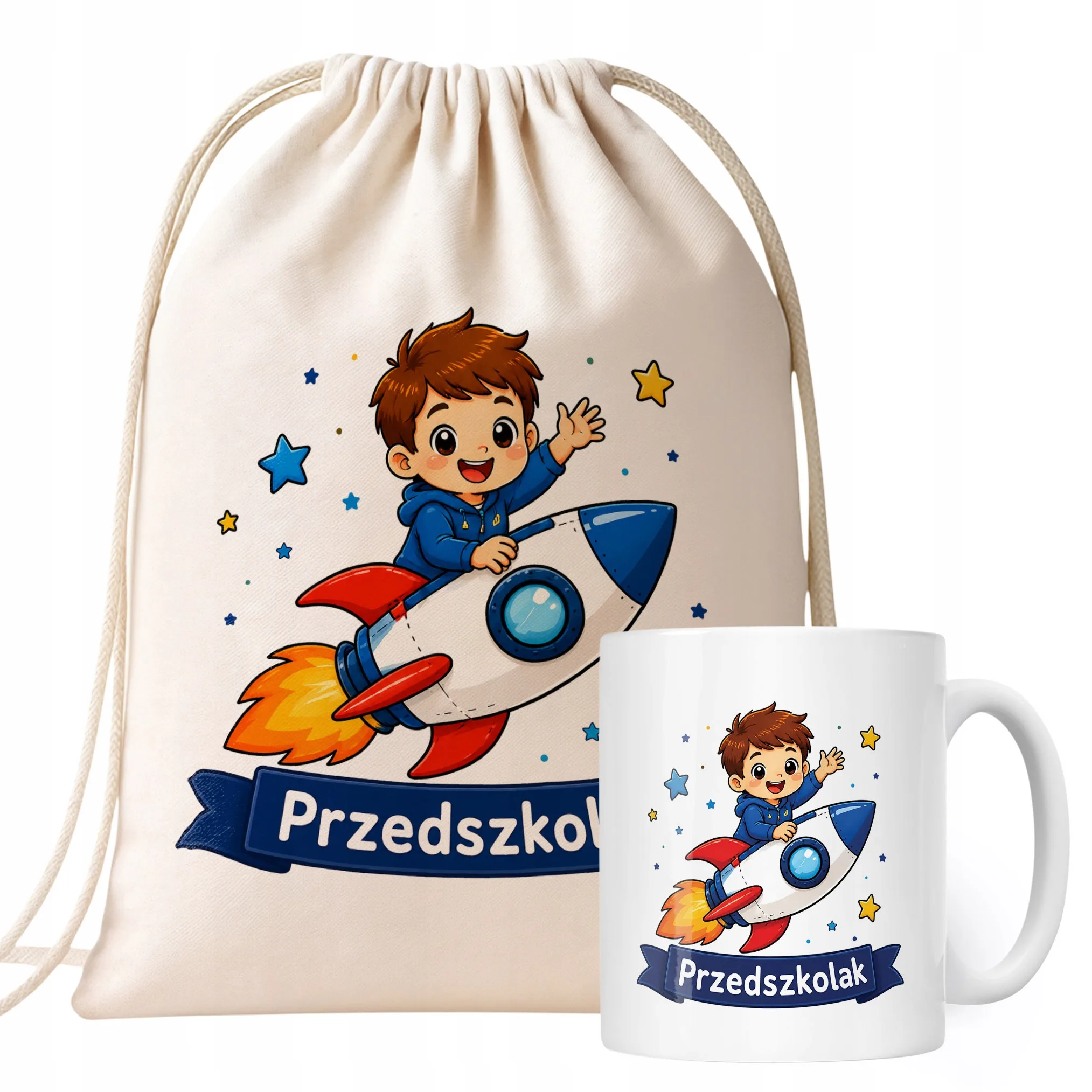 Zestaw Plecak Worek Kubek Z Nadrukiem Przedszkolak Szkoła Dla Dzieci